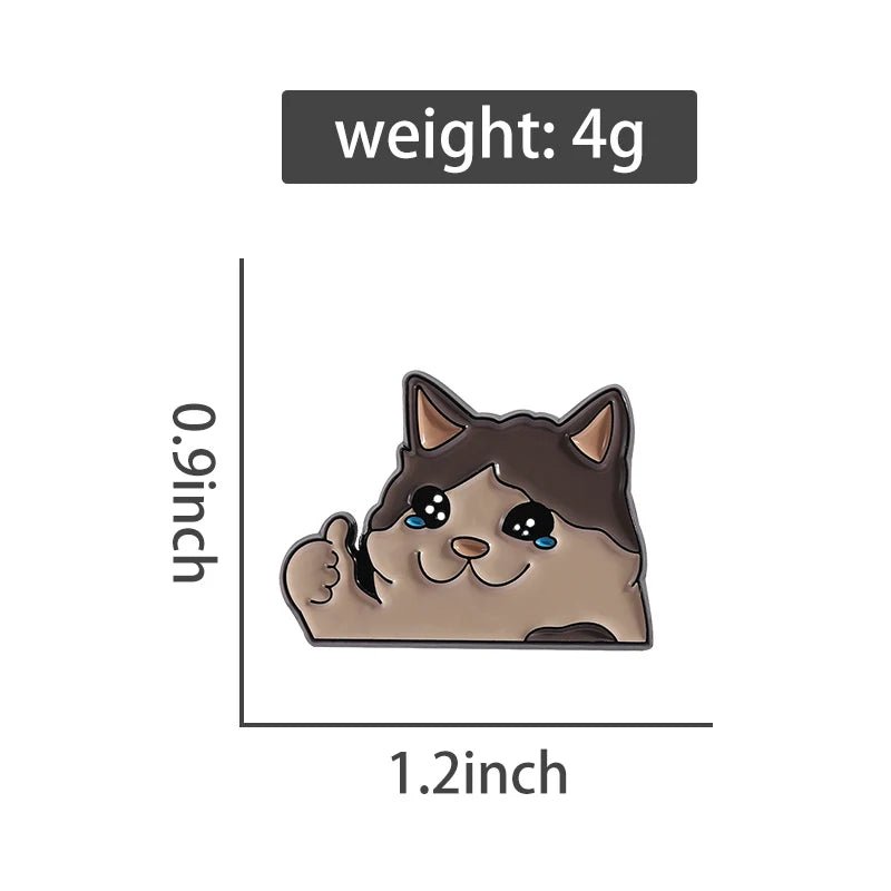Thumbs Up Crying Cat Enamel Pin