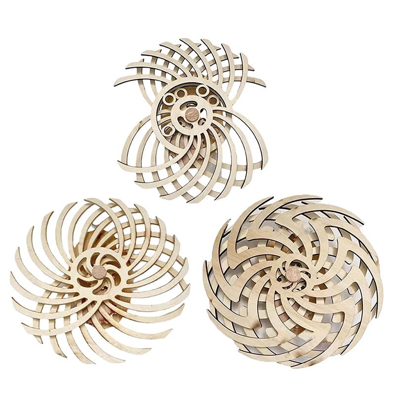 Handmade Kinetic Sculpture - Moving Wooden Windmill Art