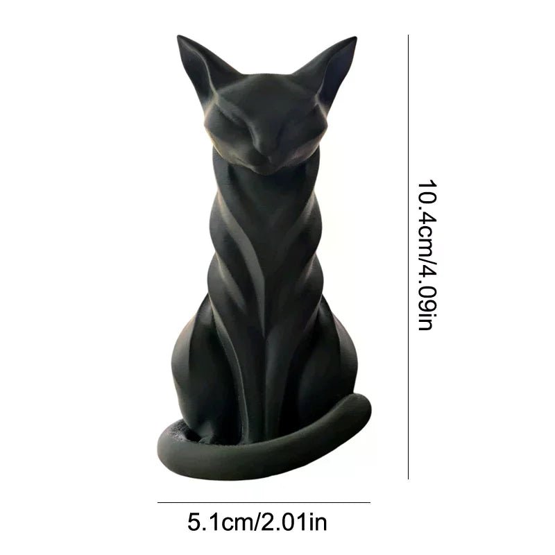 Elegant Striped Cat Sculpture - Charming Figurine for Indoor & Outdoor Decor