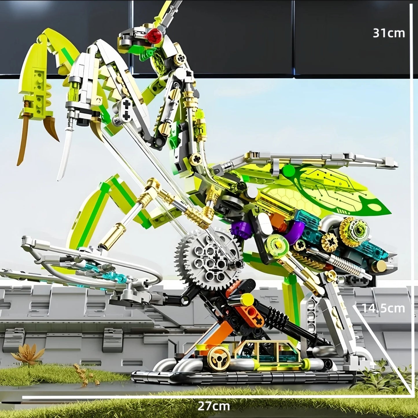 Mechanical Mantis Building Set - 999 Piece Steampunk Insect Model with LED Lights