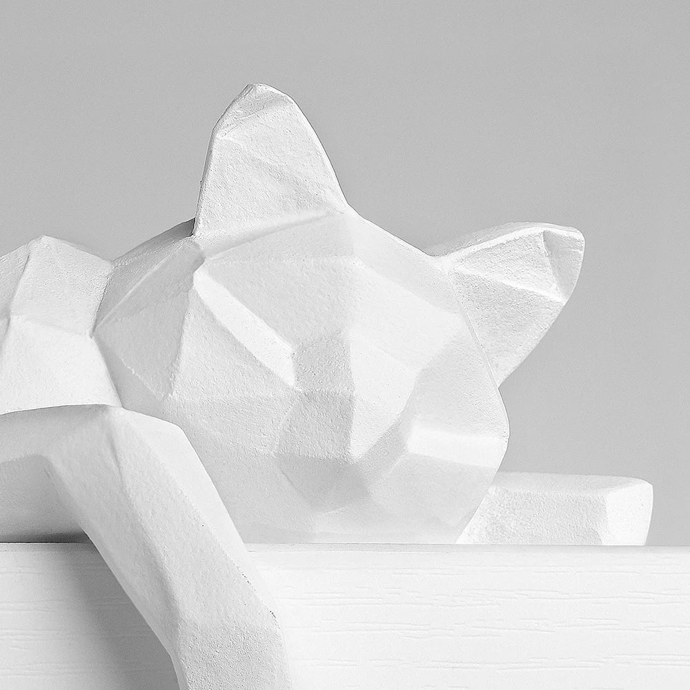 Geometric Cat Sculpture Set - Faceted Resin Animal Figurines for Home Decor