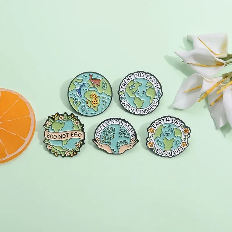 Earth Day Enamel Pin — Protect Our Planet Environmental Awareness Badge