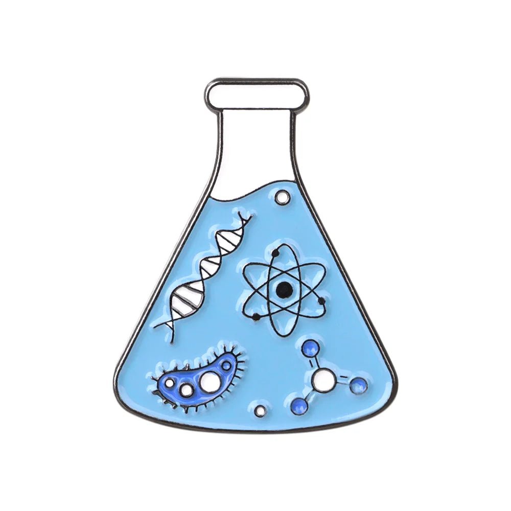 Chemistry Lab Enamel Pins — Beaker, Microscope & Molecule Badges for Science Lovers