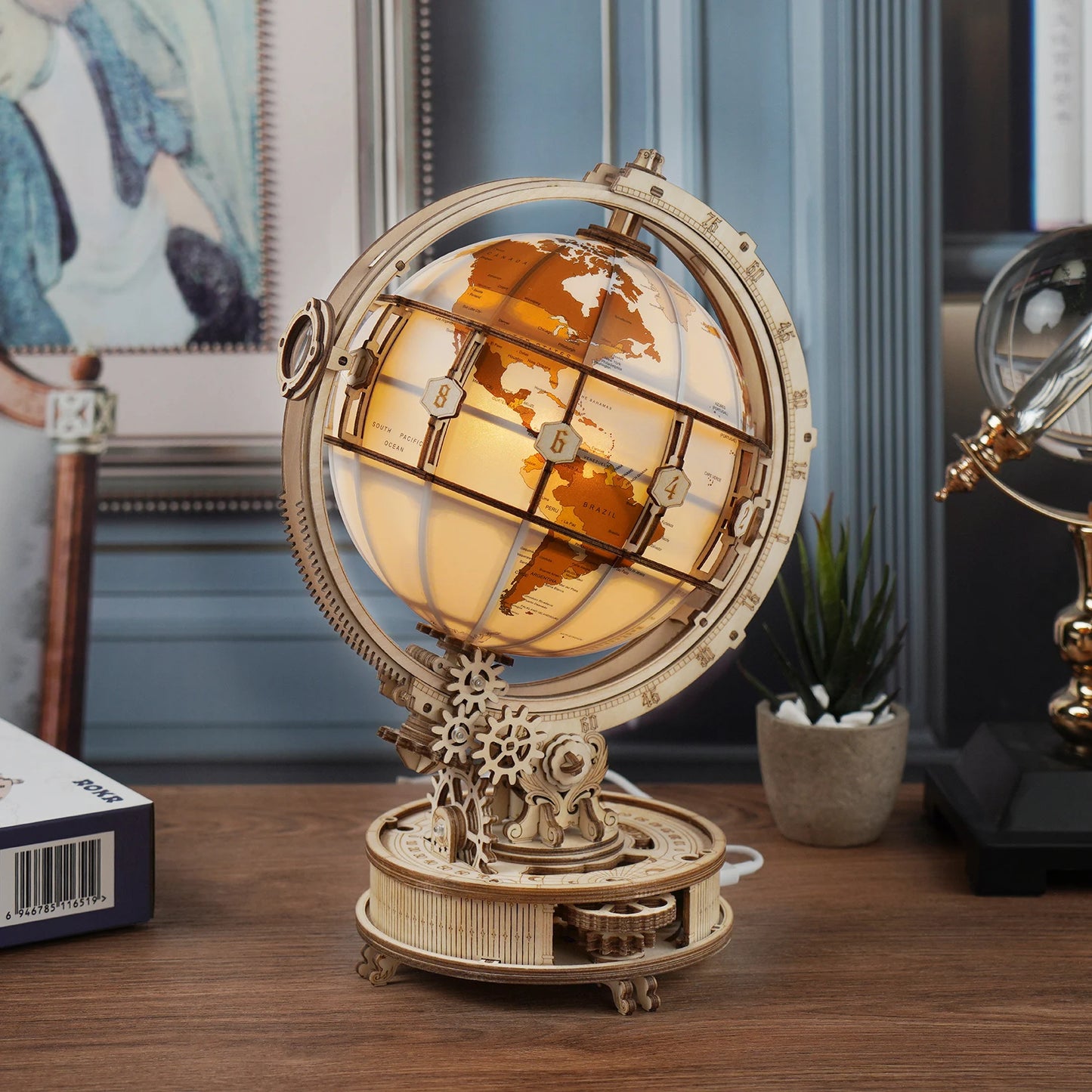 Wooden Globe Lamp 3D Puzzle - Decorative Building Blocks