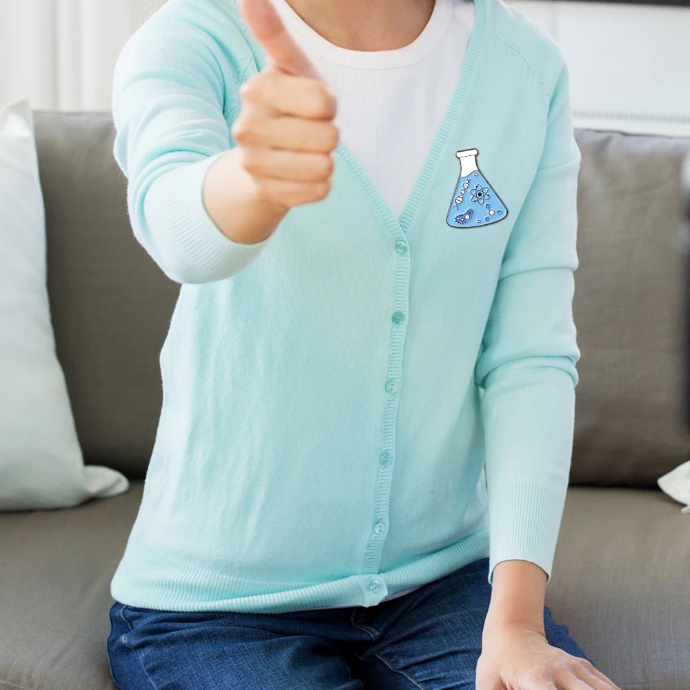 Chemistry Lab Enamel Pins — Beaker, Microscope & Molecule Badges for Science Lovers