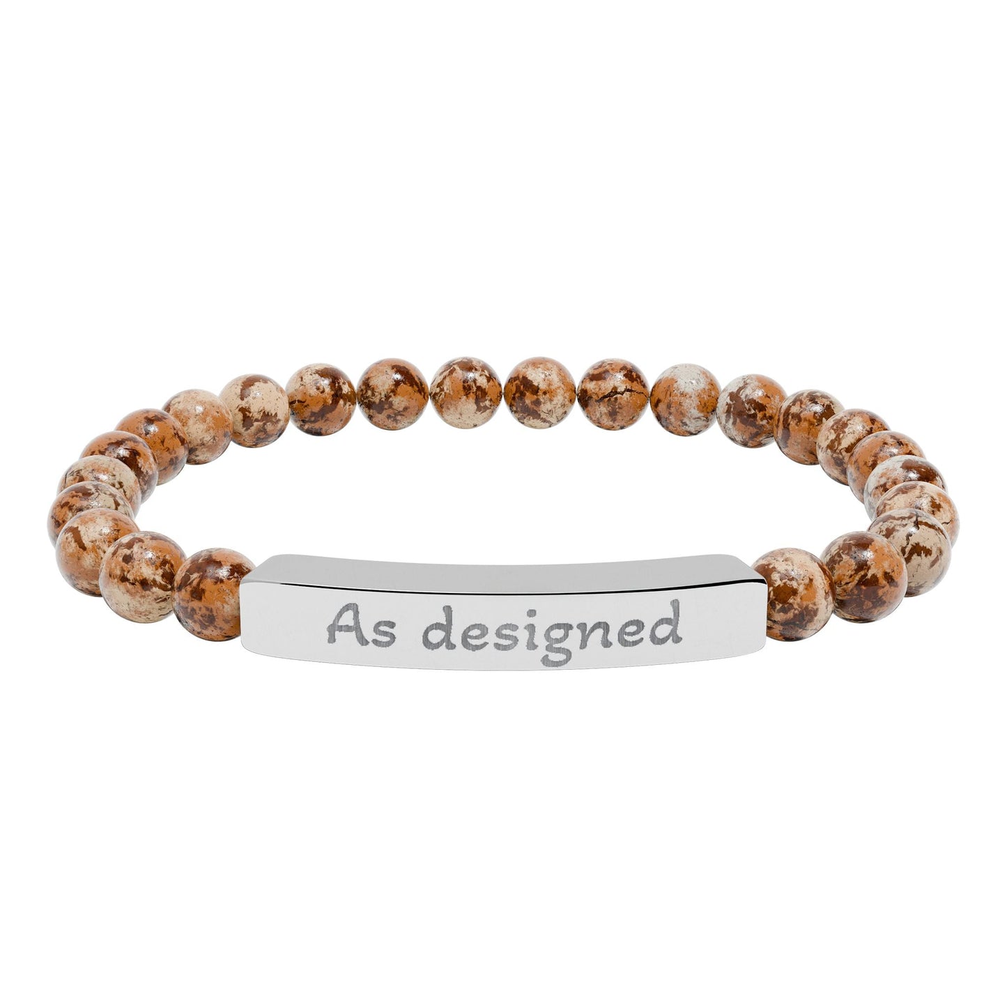 'As designed' - Engraved Natural Stone Bar Bracelet - Atlas of Imaginary Worlds
