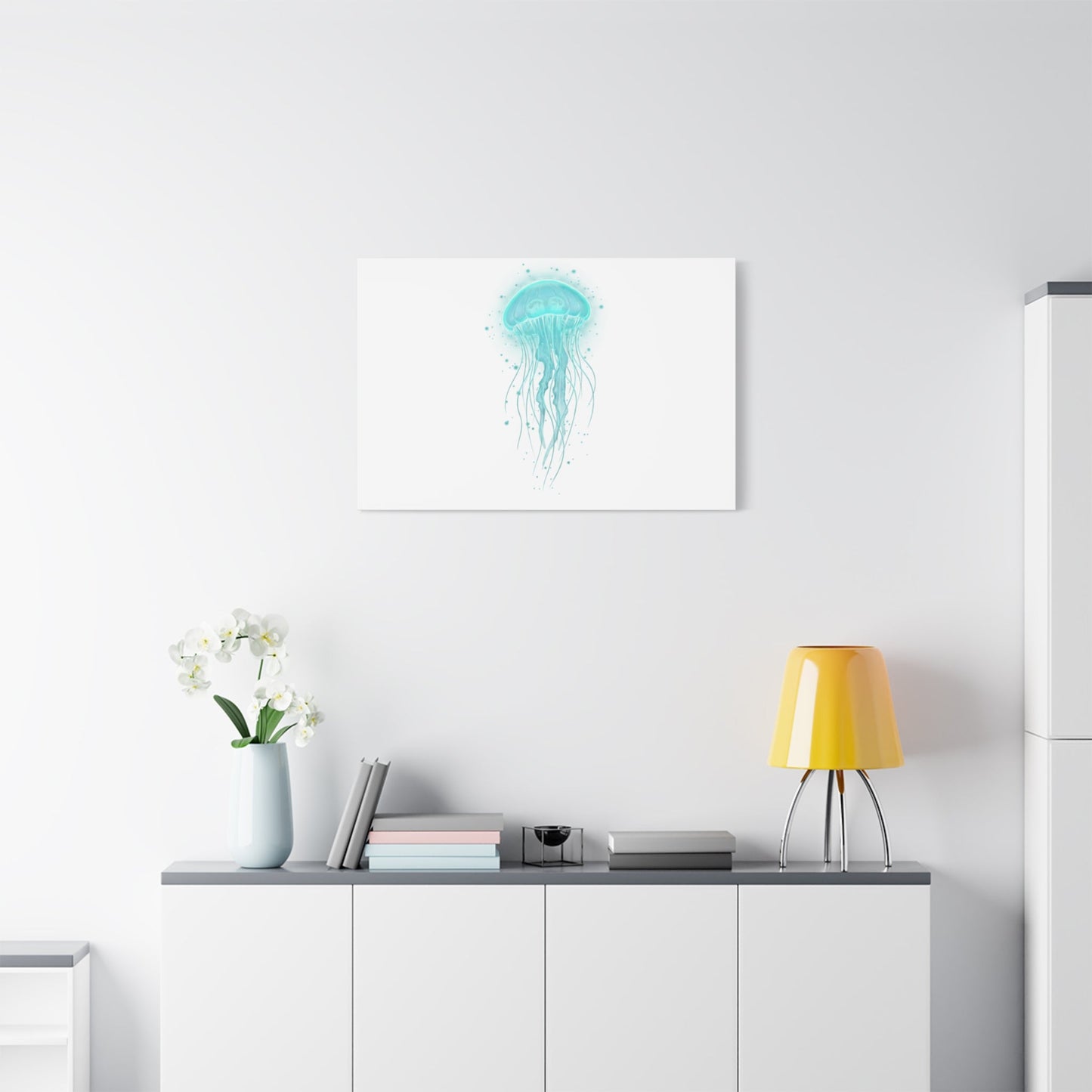 Bioluminescent Jellyfish Canvas | Glow Blob Design, Deep Sea Aesthetic - Atlas of Imaginary Worlds