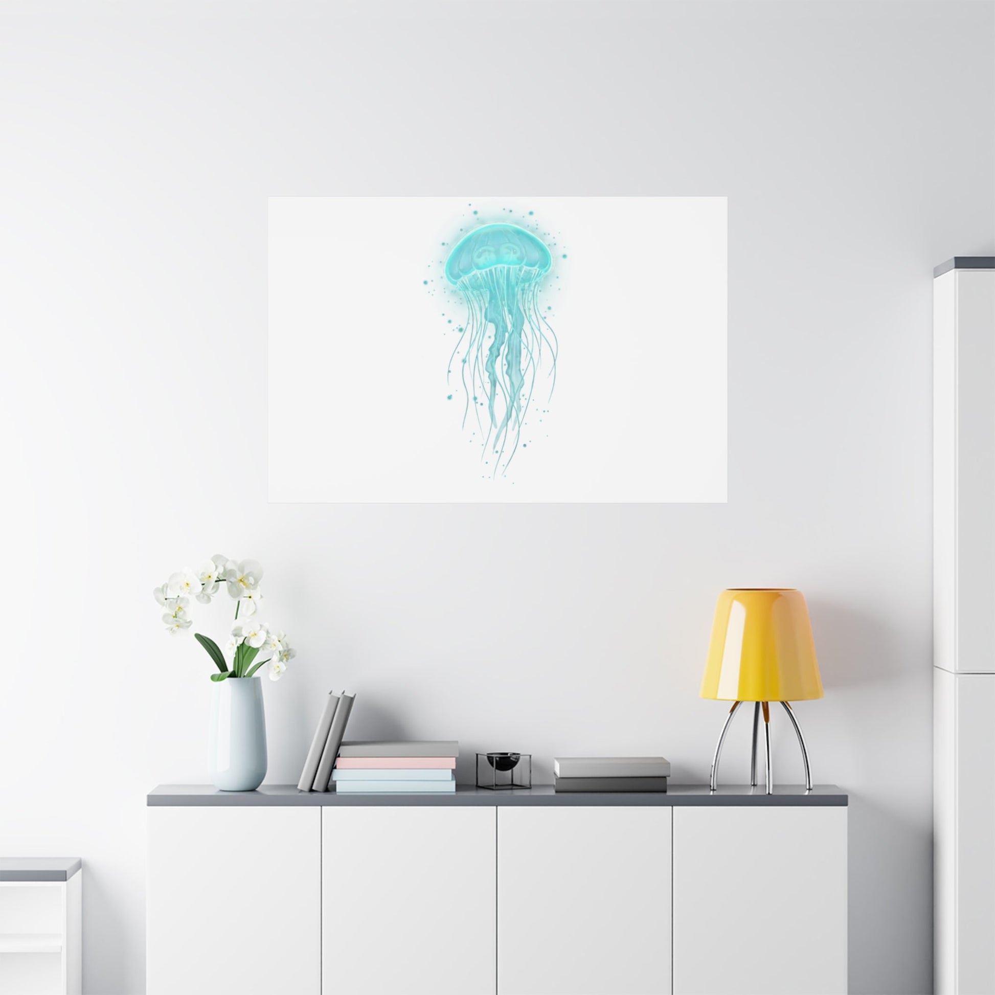 Bioluminescent Jellyfish Canvas | Glow Blob Design, Deep Sea Aesthetic - Atlas of Imaginary Worlds