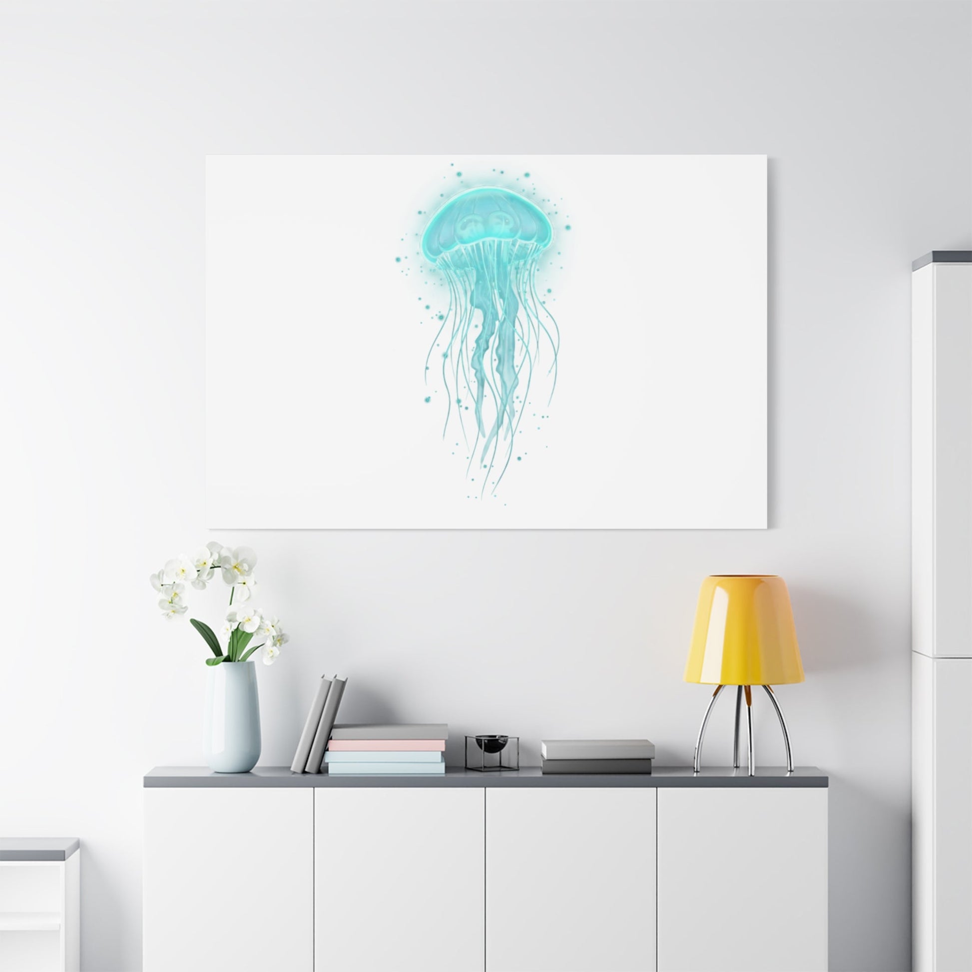 Bioluminescent Jellyfish Canvas | Glow Blob Design, Deep Sea Aesthetic - Atlas of Imaginary Worlds