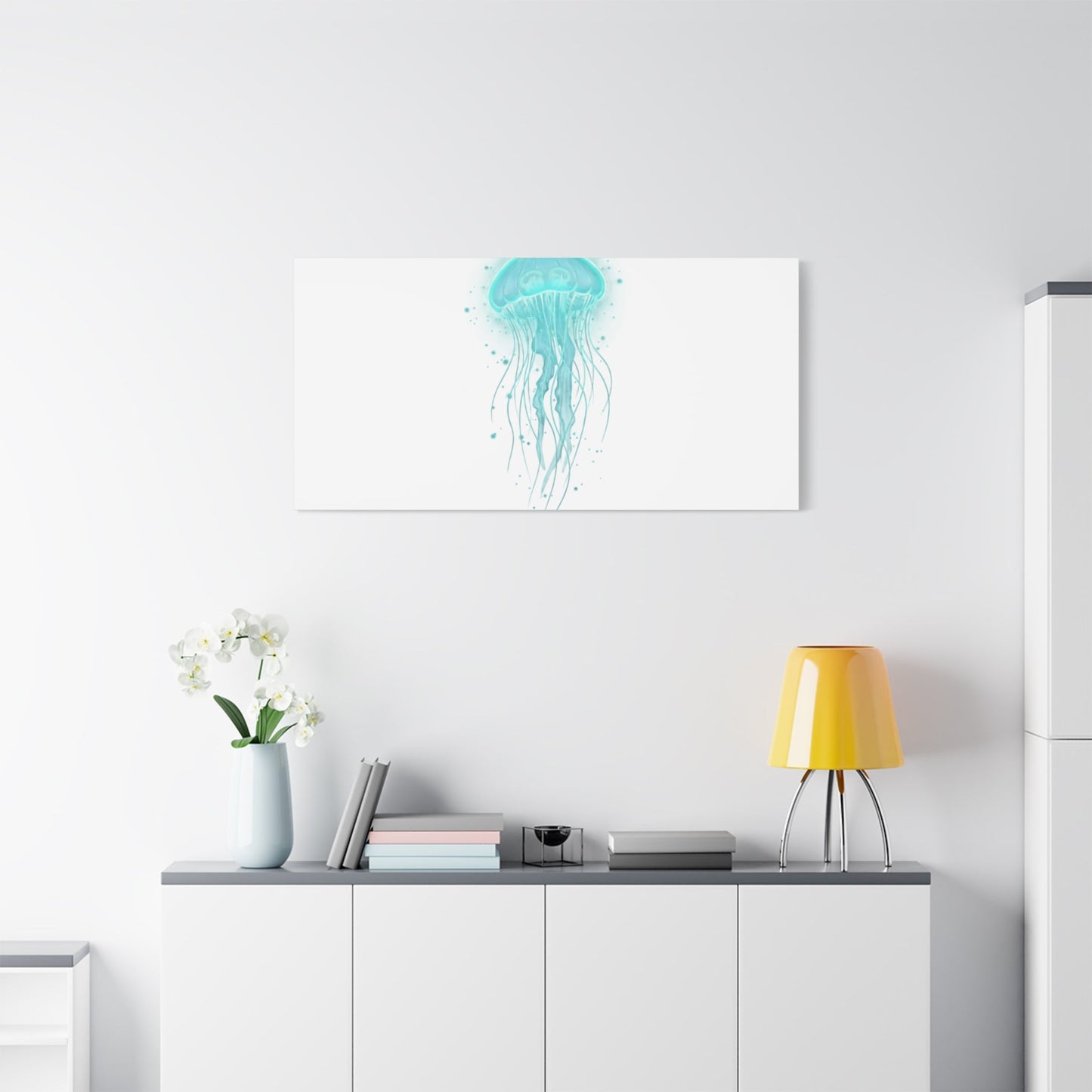 Bioluminescent Jellyfish Canvas | Glow Blob Design, Deep Sea Aesthetic - Atlas of Imaginary Worlds