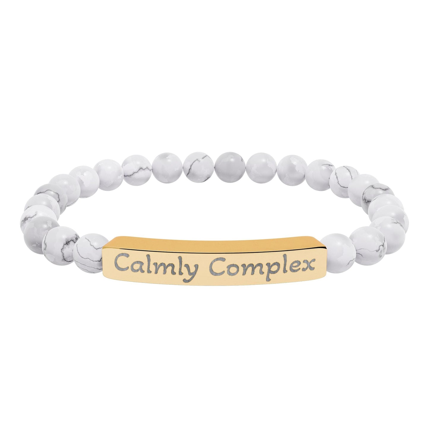 'Calmly complex' - Engraved Natural Stone Bar Bracelet - Atlas of Imaginary Worlds