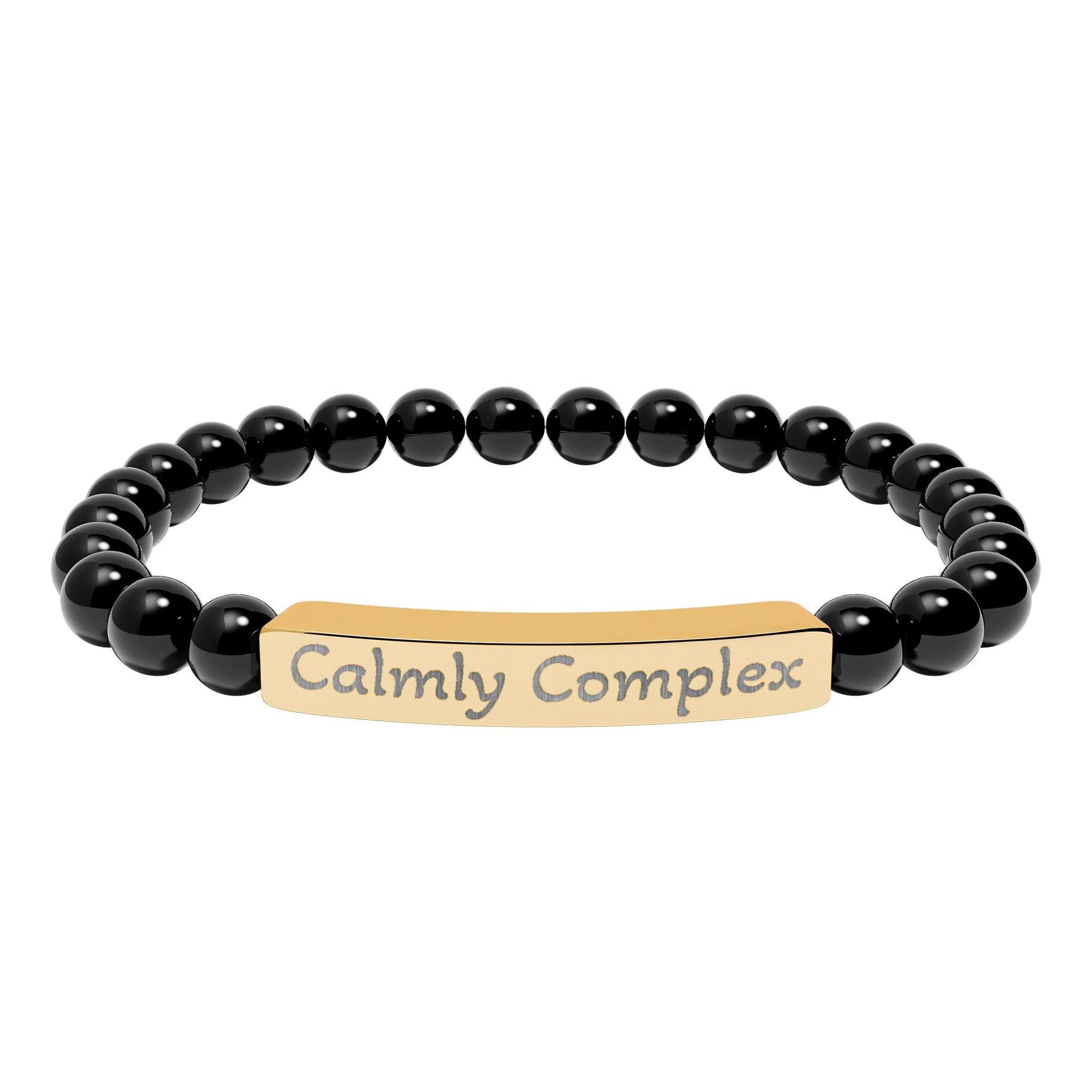 'Calmly complex' - Engraved Natural Stone Bar Bracelet - Atlas of Imaginary Worlds