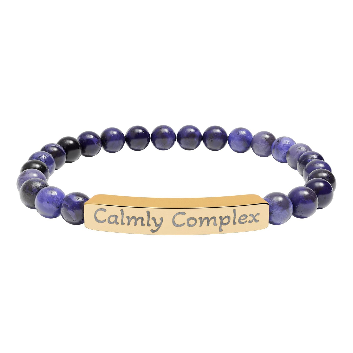 'Calmly complex' - Engraved Natural Stone Bar Bracelet - Atlas of Imaginary Worlds