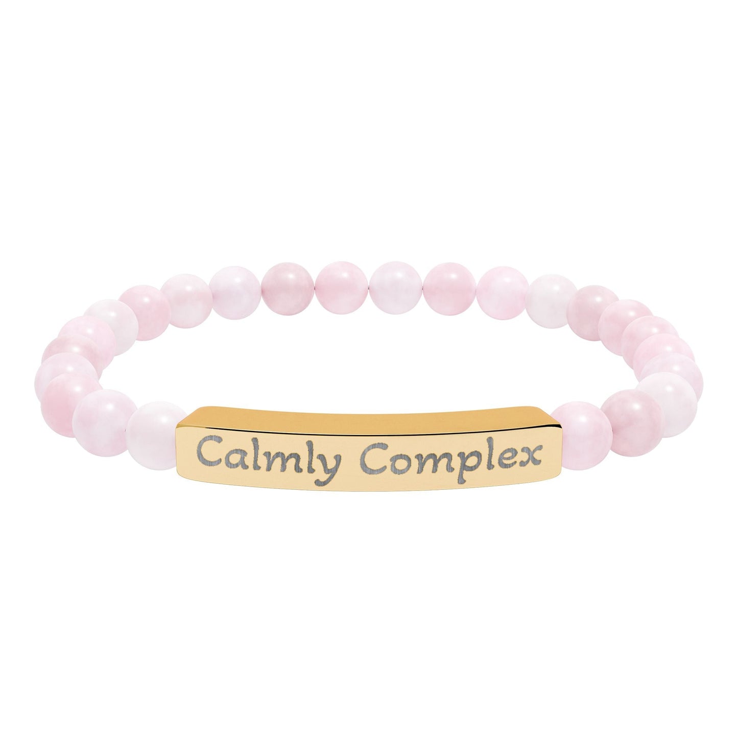 'Calmly complex' - Engraved Natural Stone Bar Bracelet - Atlas of Imaginary Worlds