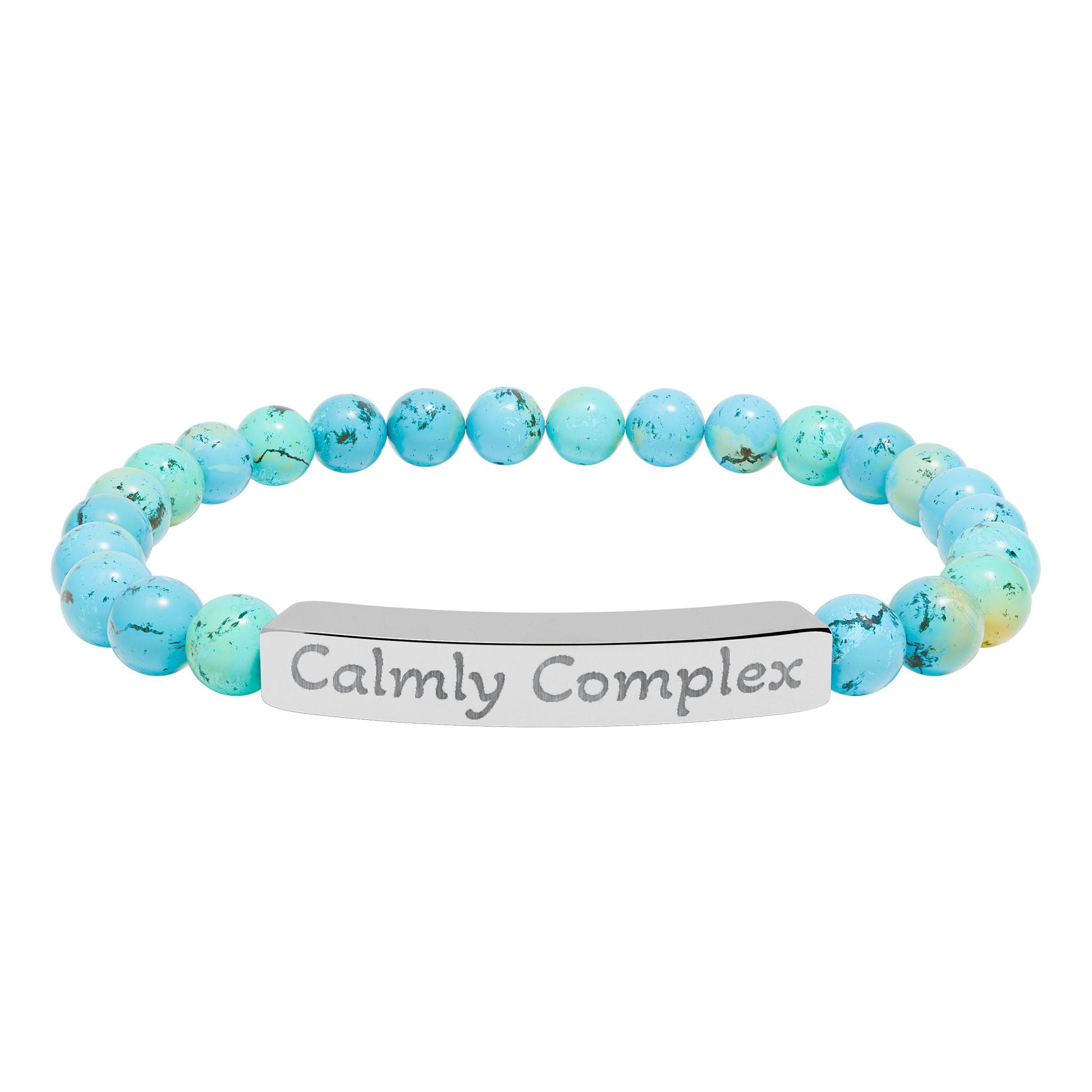 'Calmly complex' - Engraved Natural Stone Bar Bracelet - Atlas of Imaginary Worlds