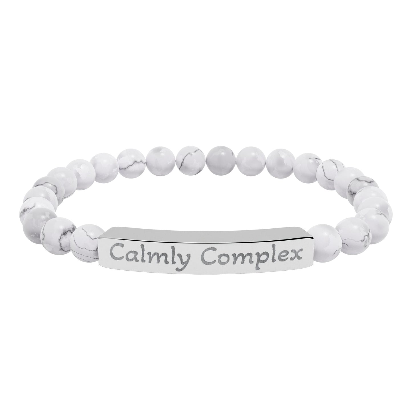 'Calmly complex' - Engraved Natural Stone Bar Bracelet - Atlas of Imaginary Worlds