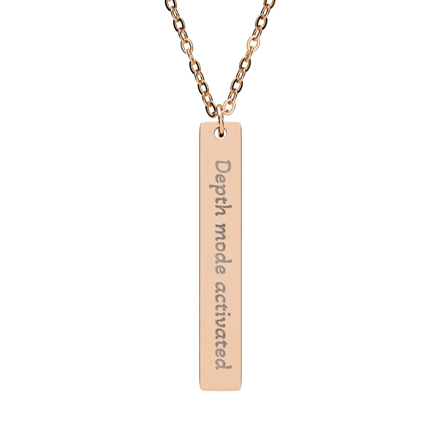 'Depth mode activated' - Engraved Vertical Bar Necklace - Atlas of Imaginary Worlds