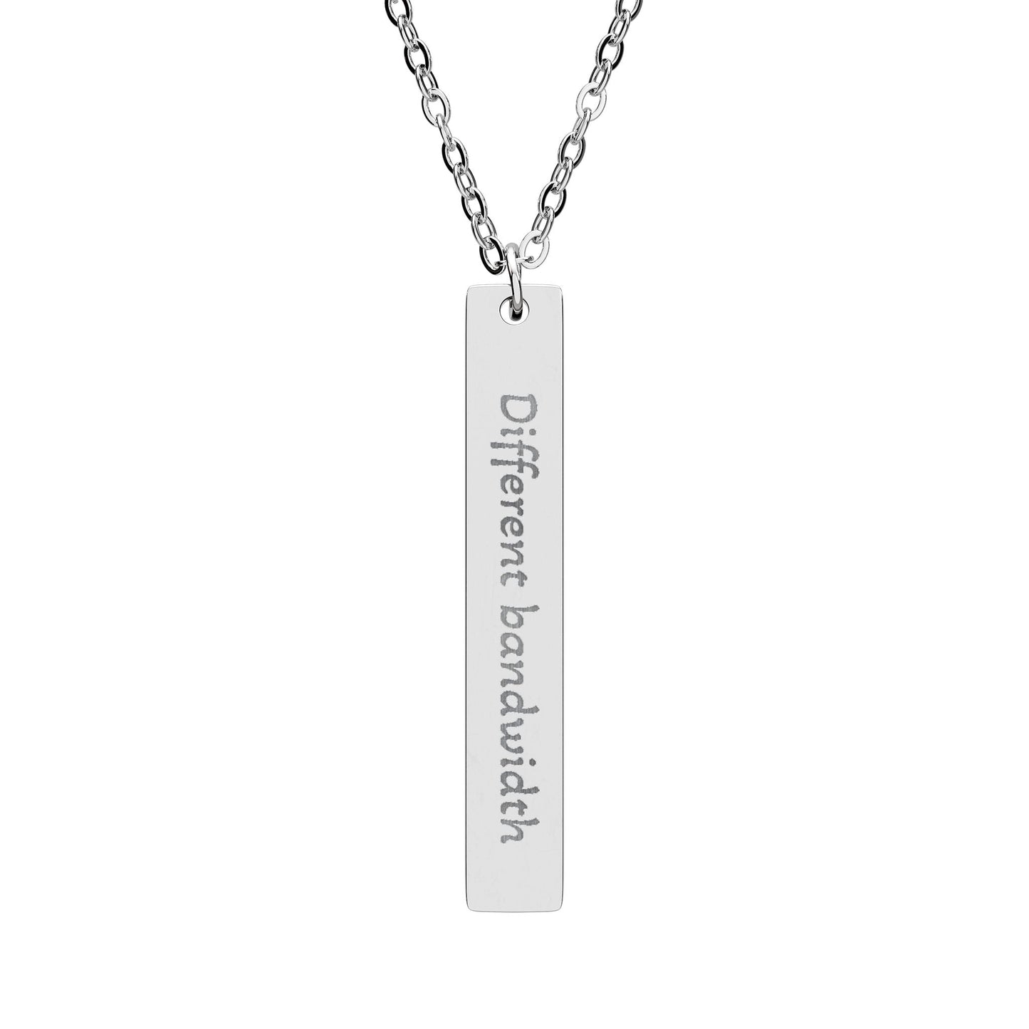 'Different Bandwidth' - Engraved Vertical Bar Necklace - Atlas of Imaginary Worlds