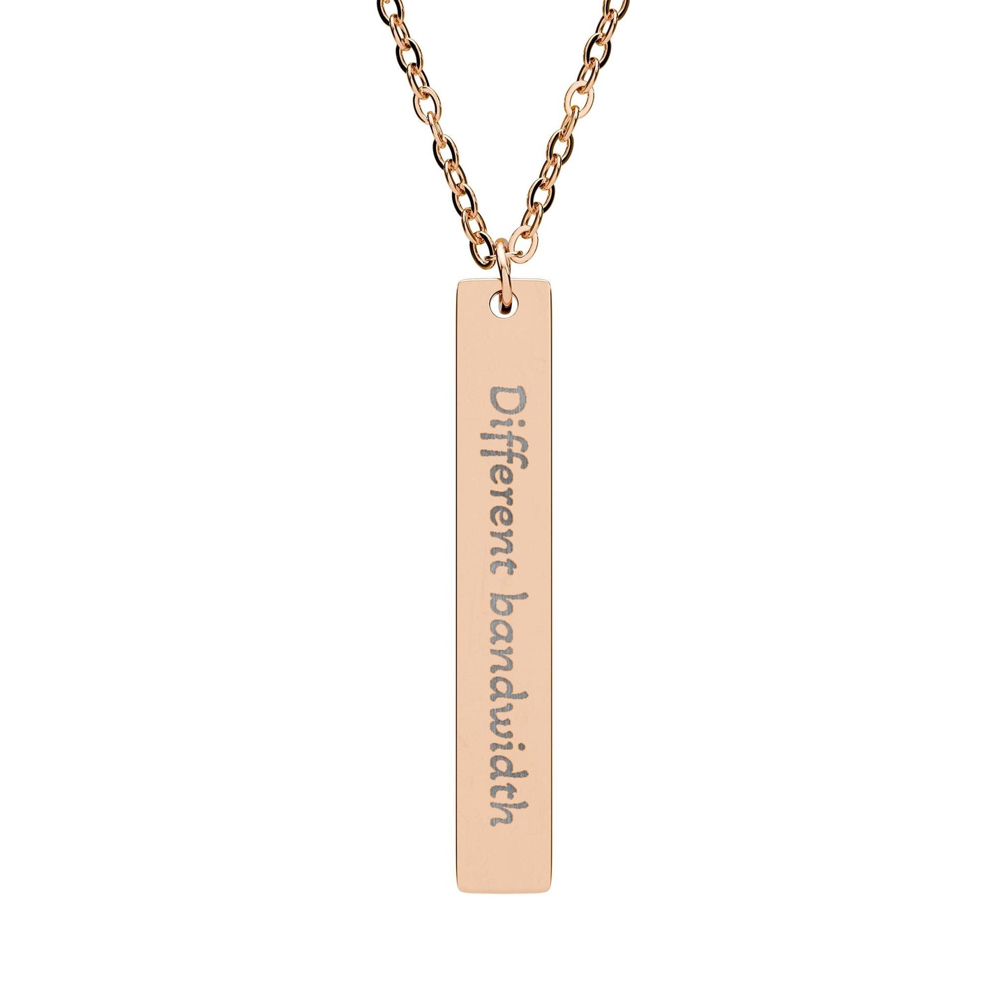 'Different Bandwidth' - Engraved Vertical Bar Necklace - Atlas of Imaginary Worlds