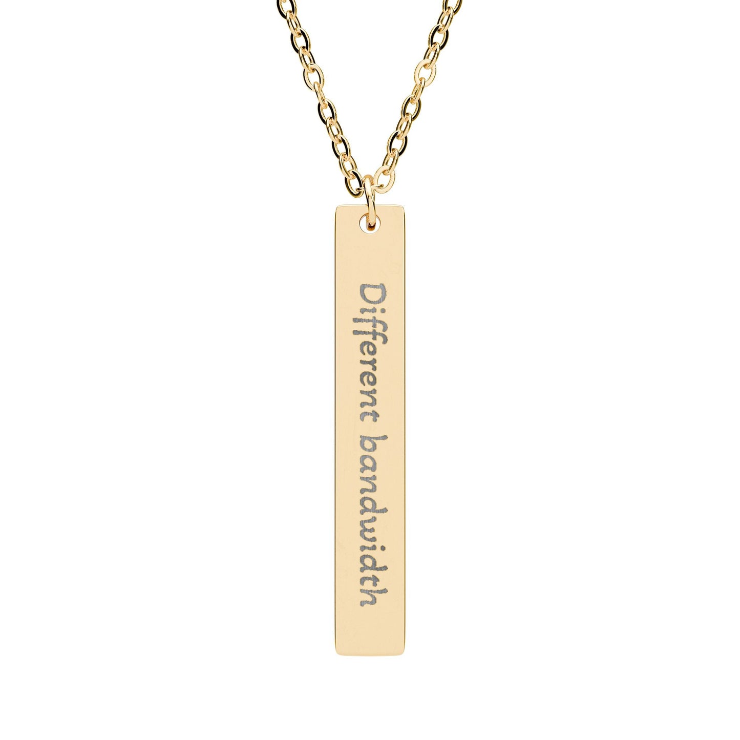 'Different Bandwidth' - Engraved Vertical Bar Necklace - Atlas of Imaginary Worlds