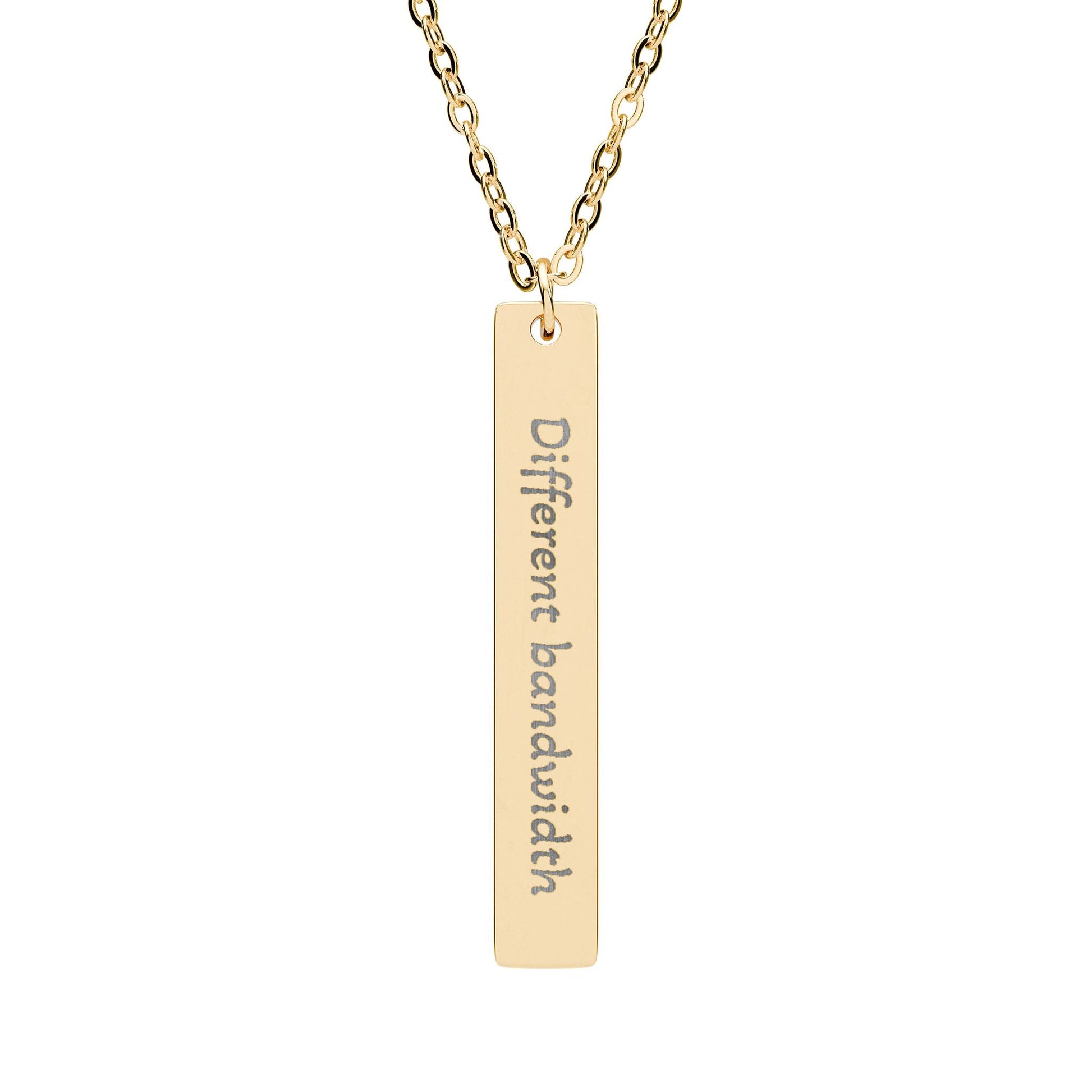'Different Bandwidth' - Engraved Vertical Bar Necklace - Atlas of Imaginary Worlds