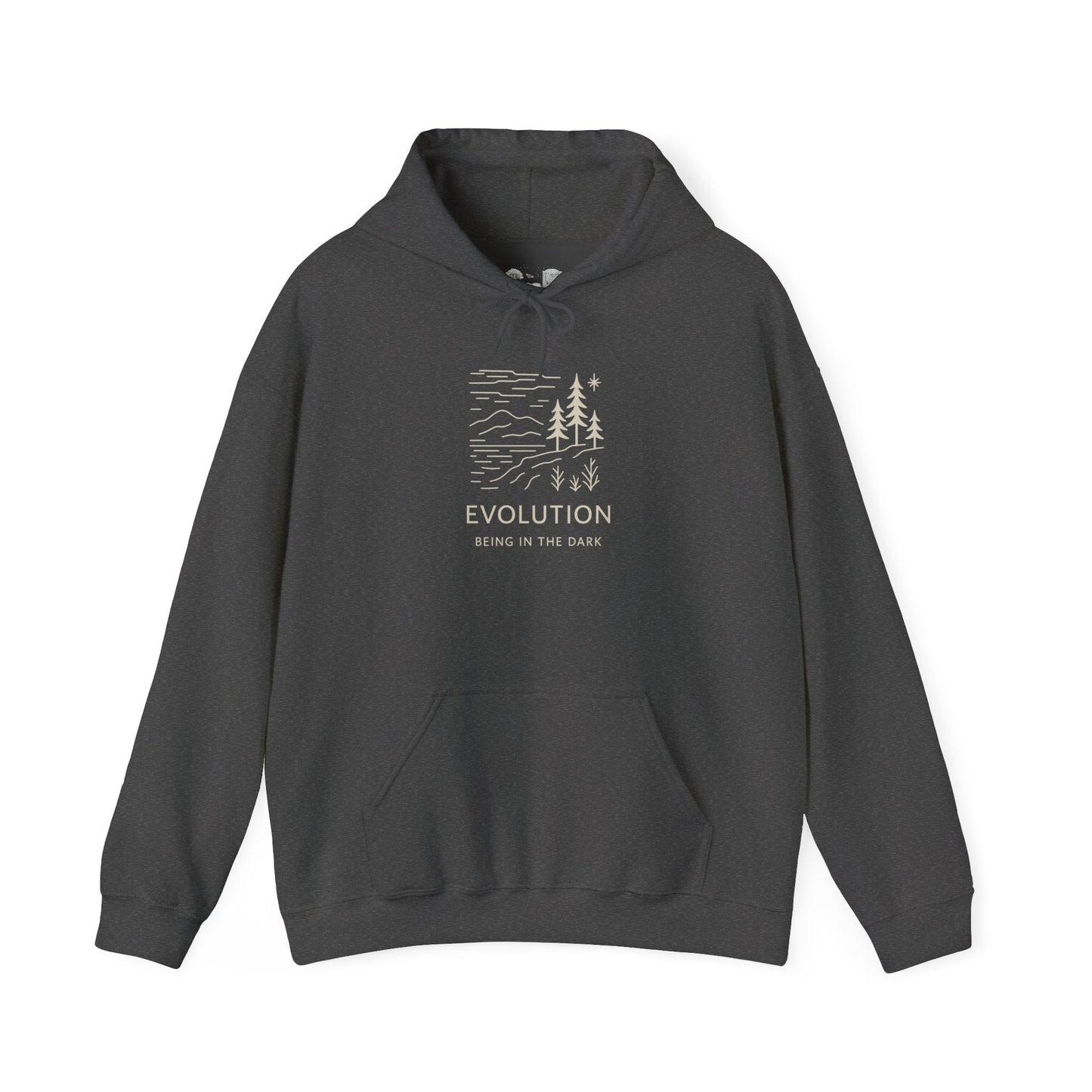 Evolution Hoodie - 'Being in the Dark' Outdoor Graphic Pullover - Atlas of Imaginary Worlds