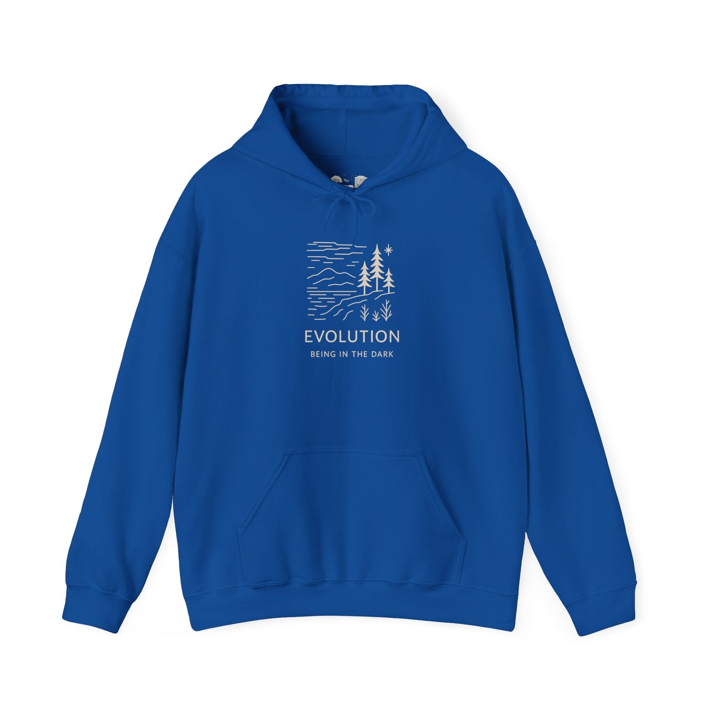 Evolution Hoodie - 'Being in the Dark' Outdoor Graphic Pullover - Atlas of Imaginary Worlds
