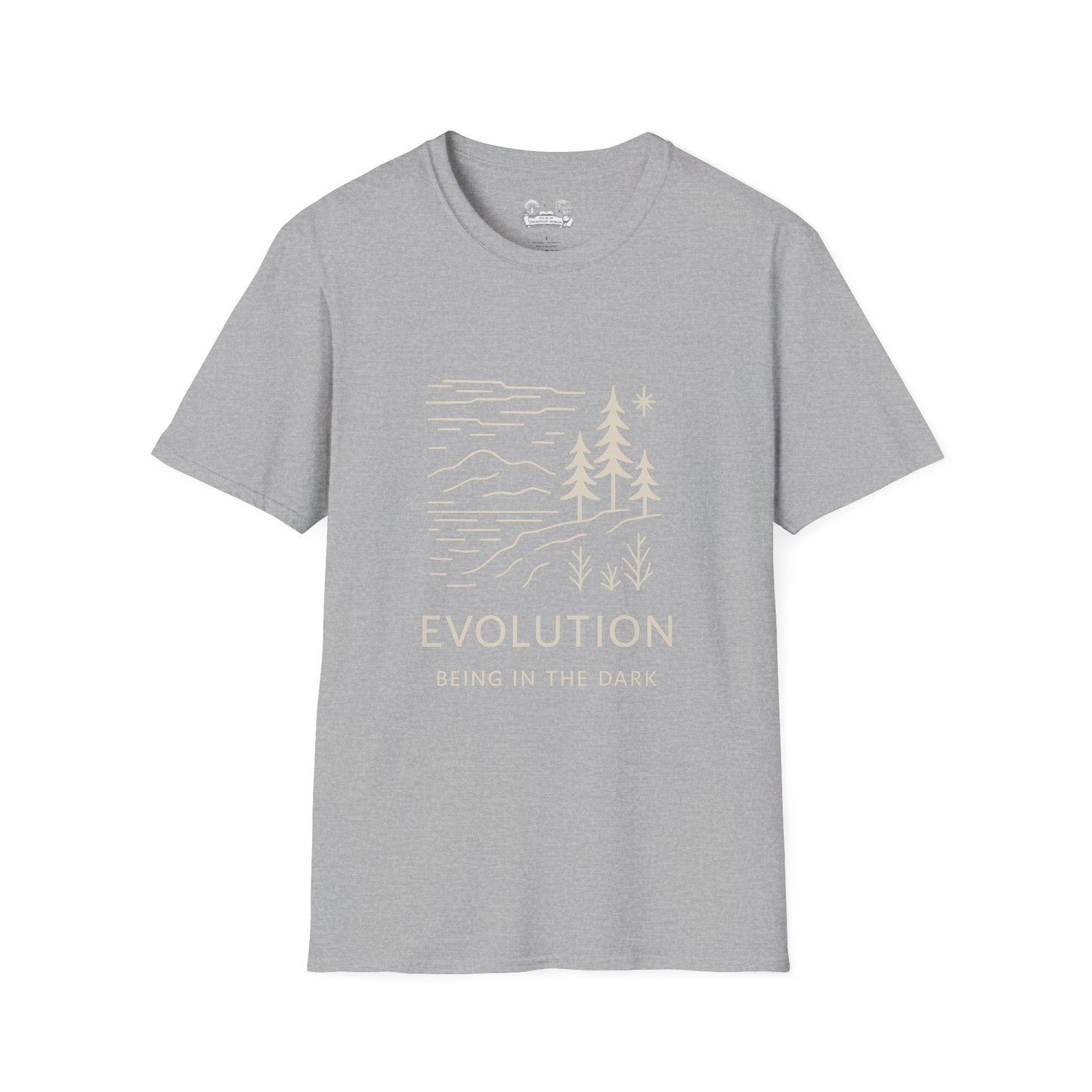 Evolution Nature T‑Shirt — 'EVOLUTION: Rising in the Dark' Minimal Forest Graphic - Atlas of Imaginary Worlds