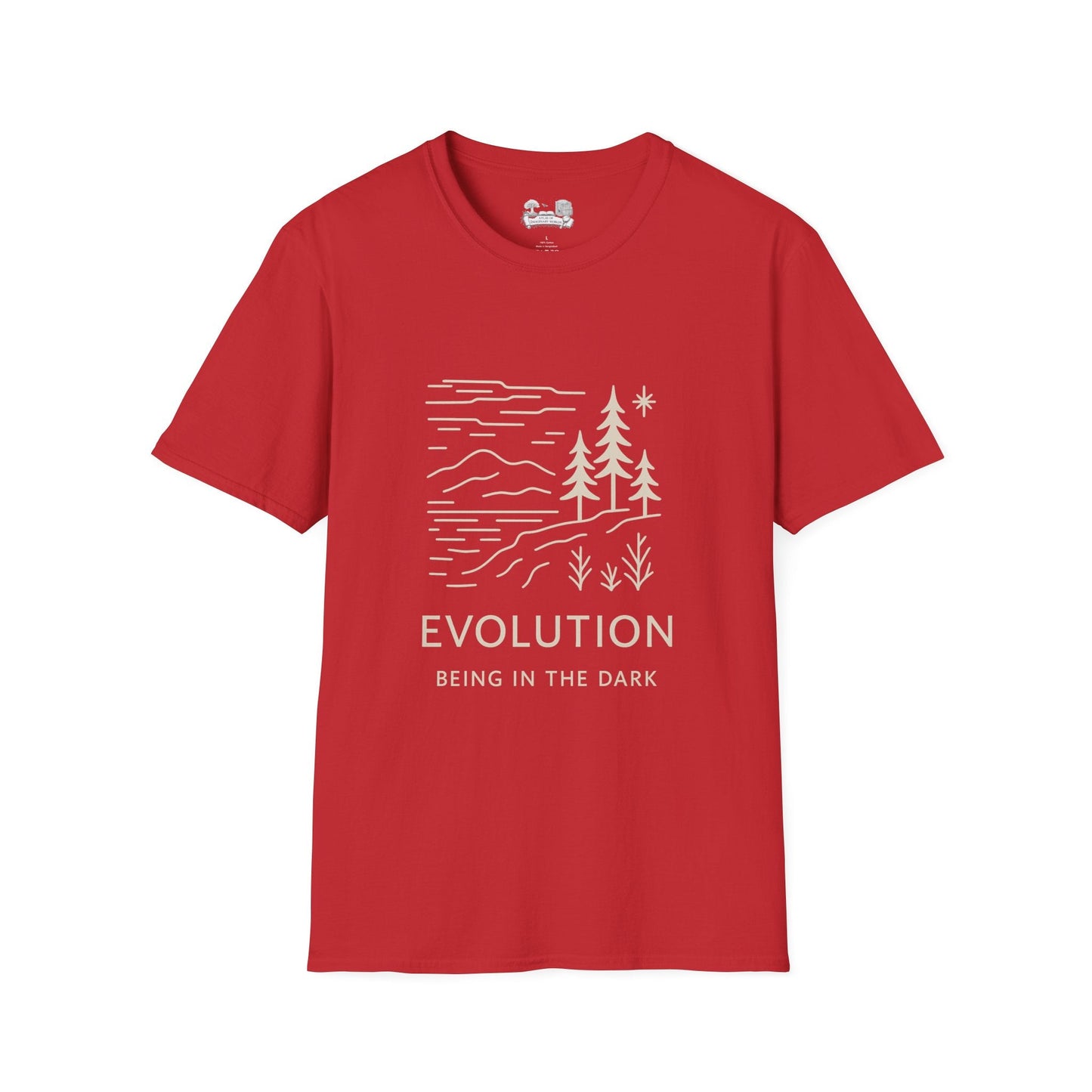 Evolution Nature T‑Shirt — 'EVOLUTION: Rising in the Dark' Minimal Forest Graphic - Atlas of Imaginary Worlds