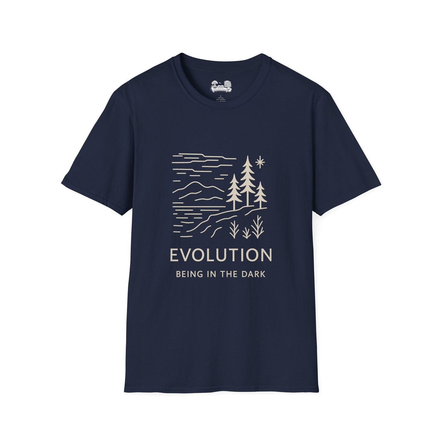 Evolution Nature T‑Shirt — 'EVOLUTION: Rising in the Dark' Minimal Forest Graphic - Atlas of Imaginary Worlds