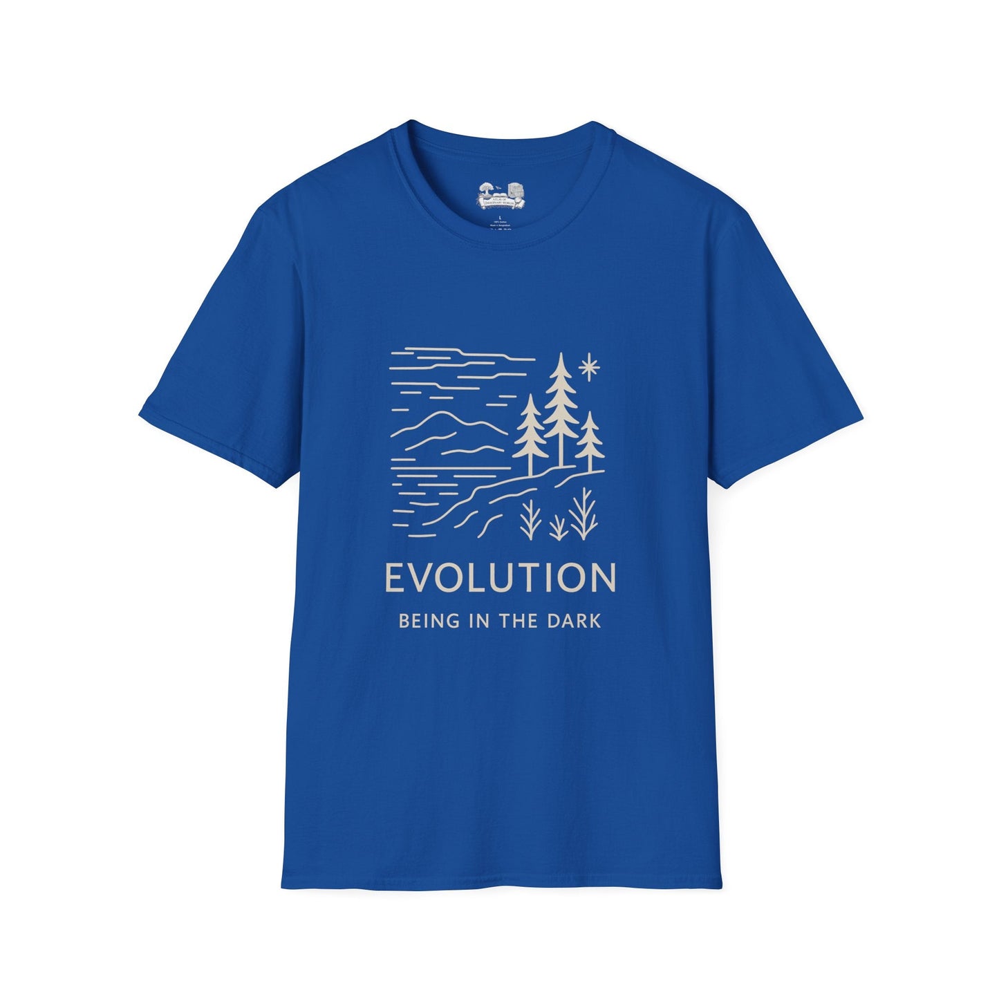 Evolution Nature T‑Shirt — 'EVOLUTION: Rising in the Dark' Minimal Forest Graphic - Atlas of Imaginary Worlds