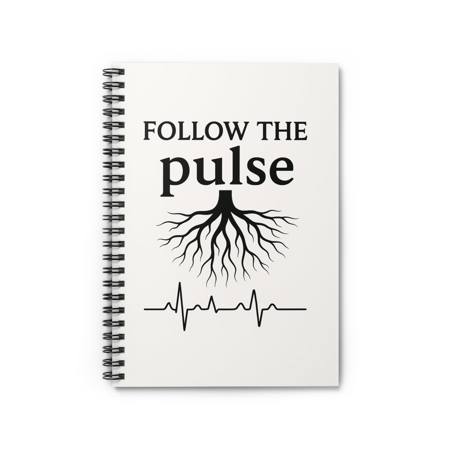 Follow The Pulse Spiral Notebook — Rooted Heartbeat Ruled Journal - Atlas of Imaginary Worlds