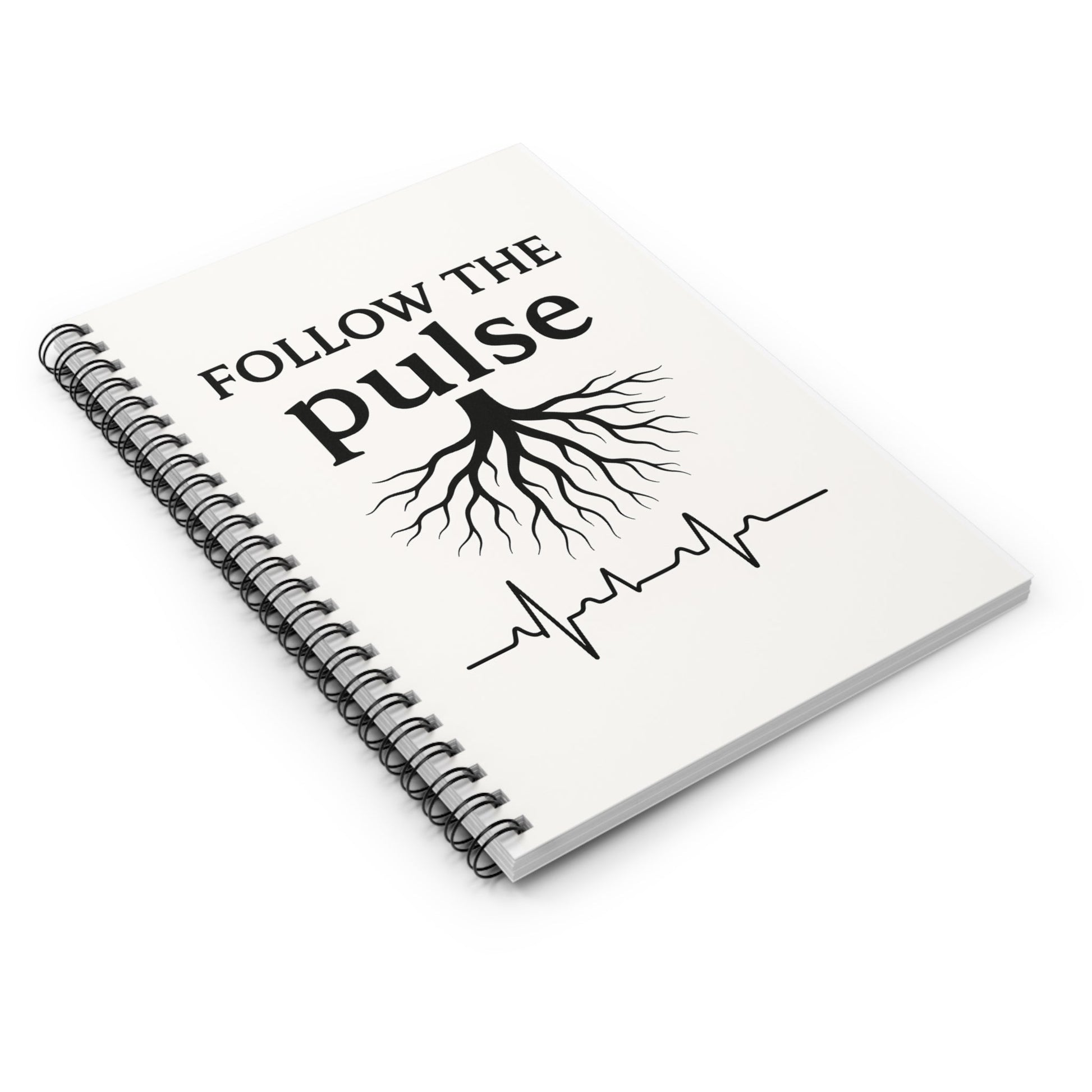 Follow The Pulse Spiral Notebook — Rooted Heartbeat Ruled Journal - Atlas of Imaginary Worlds