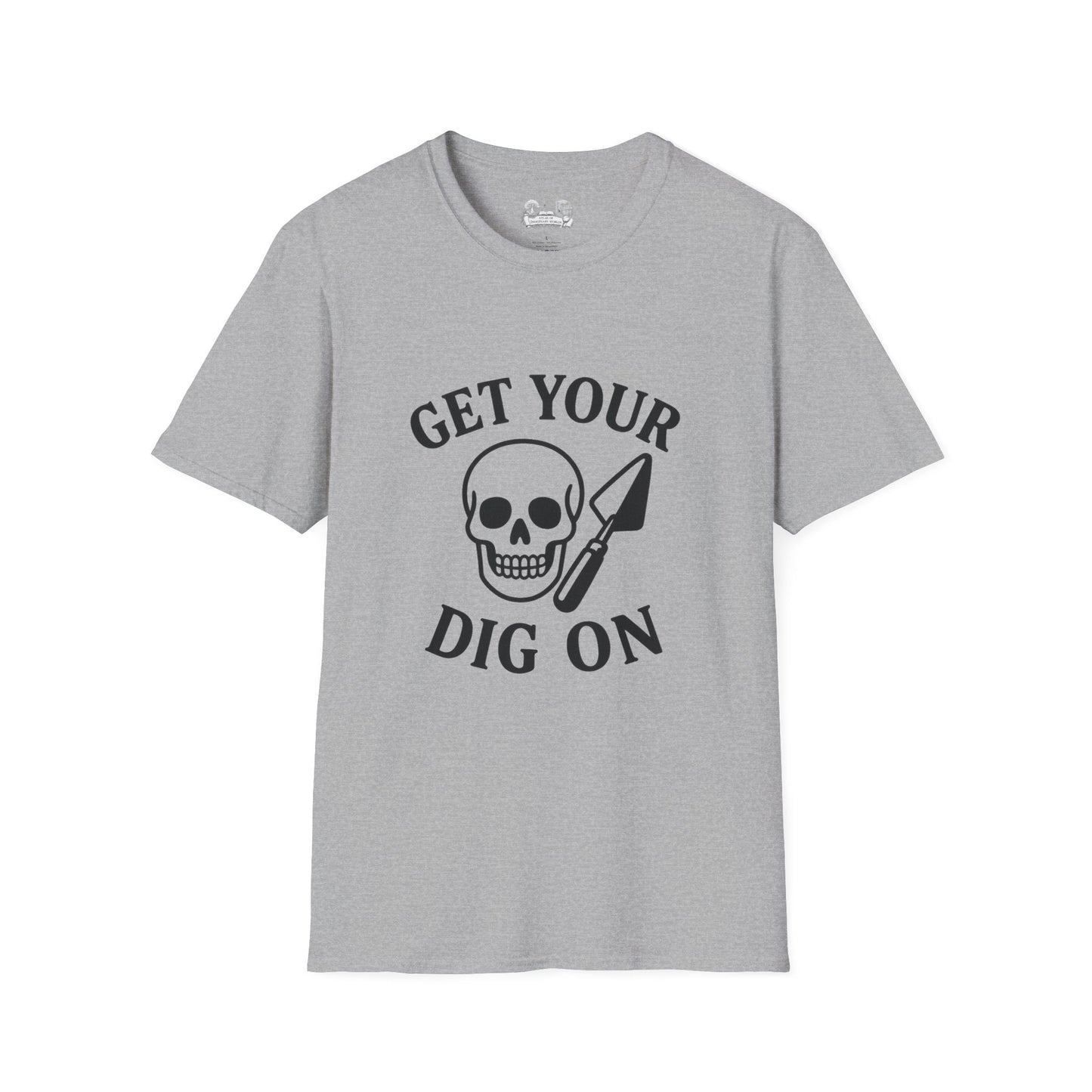 Get Your Dig On T-Shirt — Skull & Shovel Archaeology Graphic Tee - Atlas of Imaginary Worlds