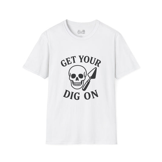 Get Your Dig On T-Shirt — Skull & Shovel Archaeology Graphic Tee - Atlas of Imaginary Worlds