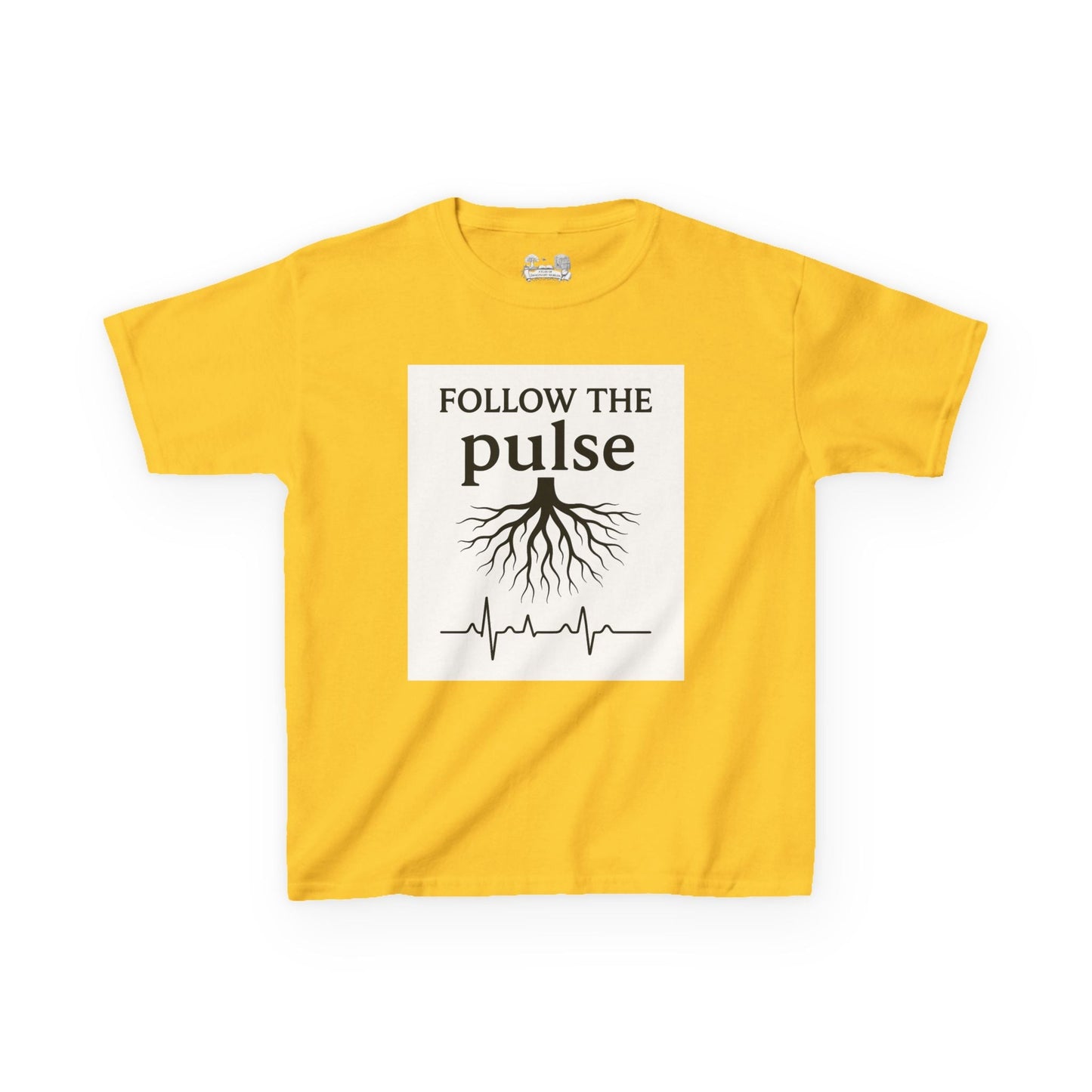 Kids T-Shirt — "Follow the Pulse" Tree Roots & Heartbeat Graphic - Atlas of Imaginary Worlds