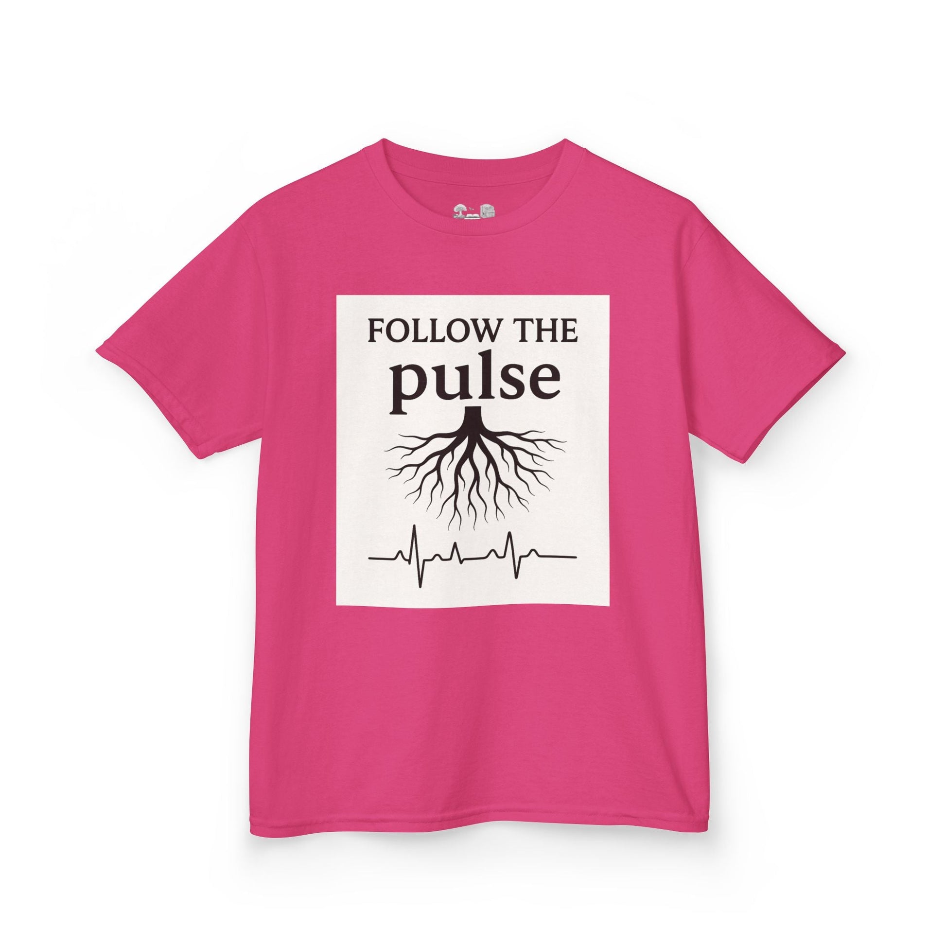 Kids T-Shirt — "Follow the Pulse" Tree Roots & Heartbeat Graphic - Atlas of Imaginary Worlds