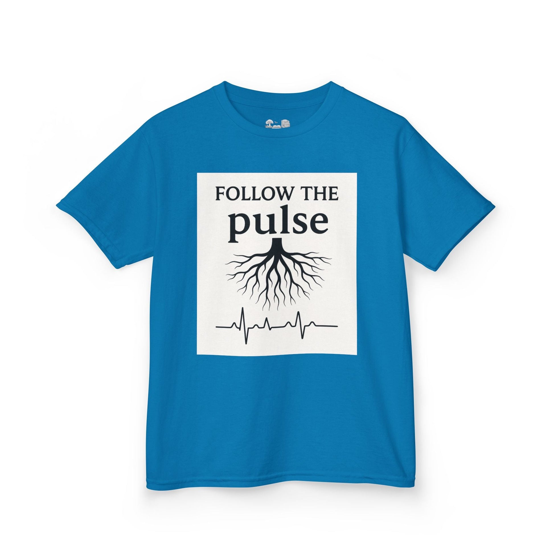 Kids T-Shirt — "Follow the Pulse" Tree Roots & Heartbeat Graphic - Atlas of Imaginary Worlds