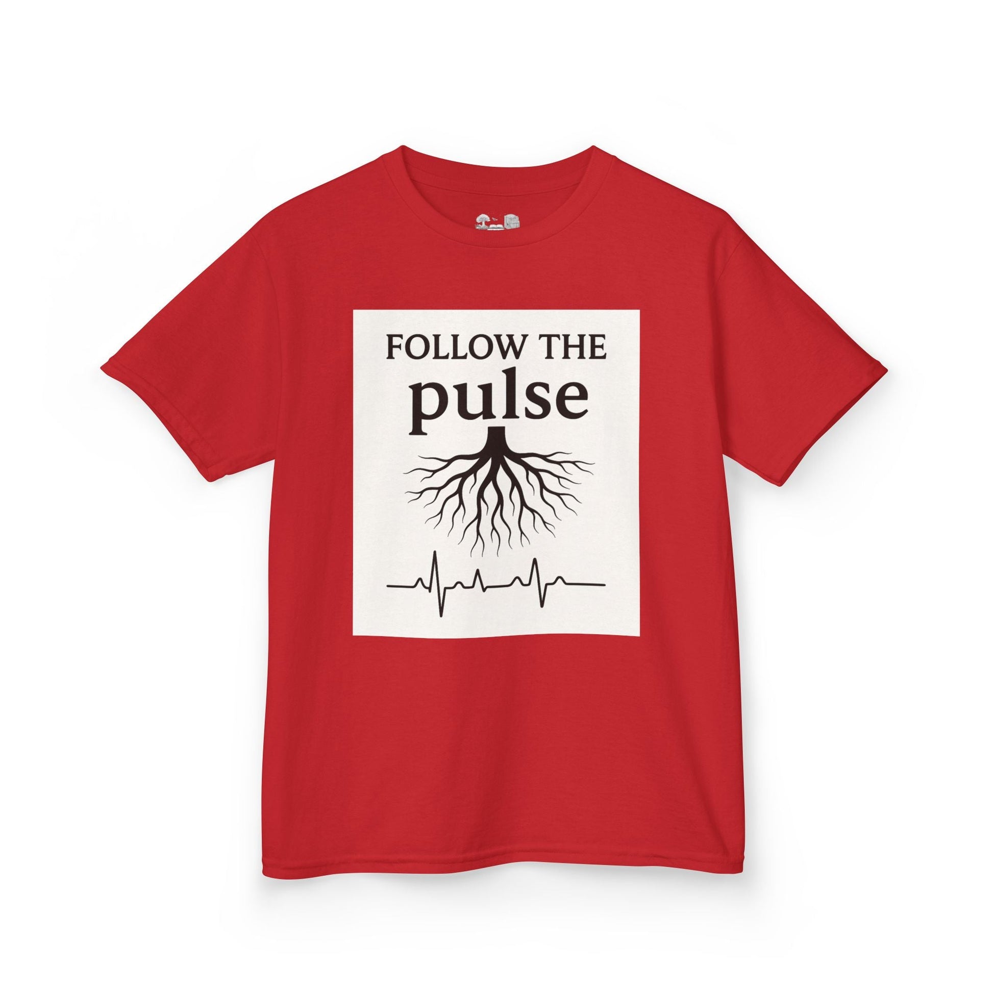 Kids T-Shirt — "Follow the Pulse" Tree Roots & Heartbeat Graphic - Atlas of Imaginary Worlds