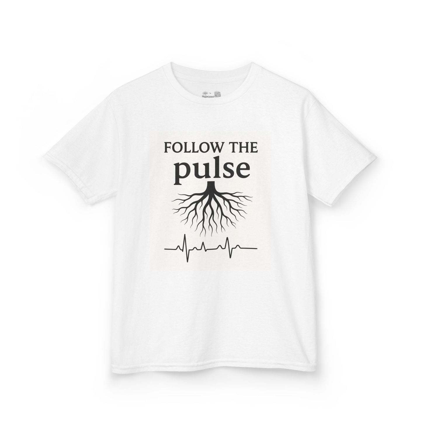 Kids T-Shirt — "Follow the Pulse" Tree Roots & Heartbeat Graphic - Atlas of Imaginary Worlds