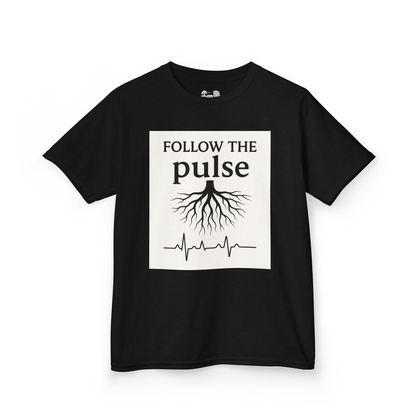 Kids T-Shirt — "Follow the Pulse" Tree Roots & Heartbeat Graphic - Atlas of Imaginary Worlds