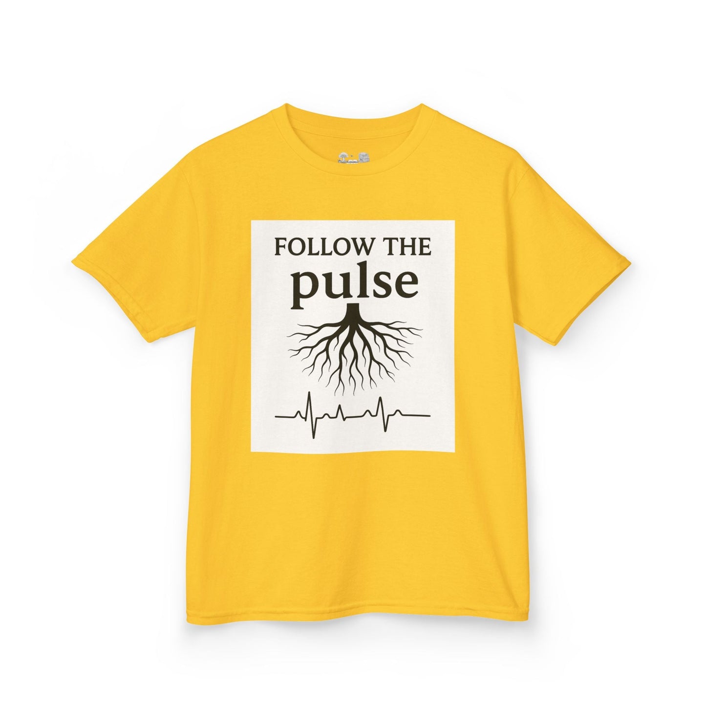 Kids T-Shirt — "Follow the Pulse" Tree Roots & Heartbeat Graphic - Atlas of Imaginary Worlds