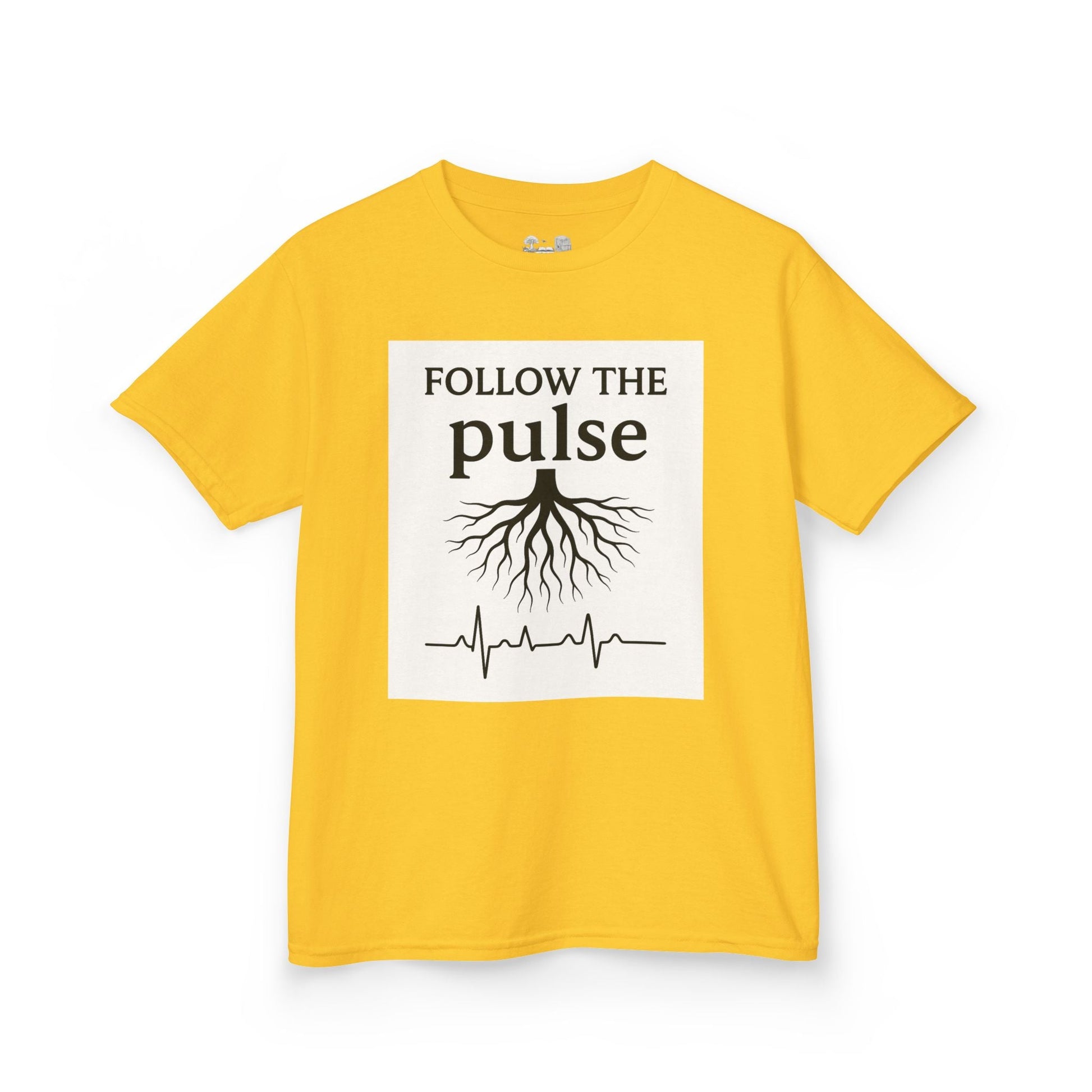 Kids T-Shirt — "Follow the Pulse" Tree Roots & Heartbeat Graphic - Atlas of Imaginary Worlds