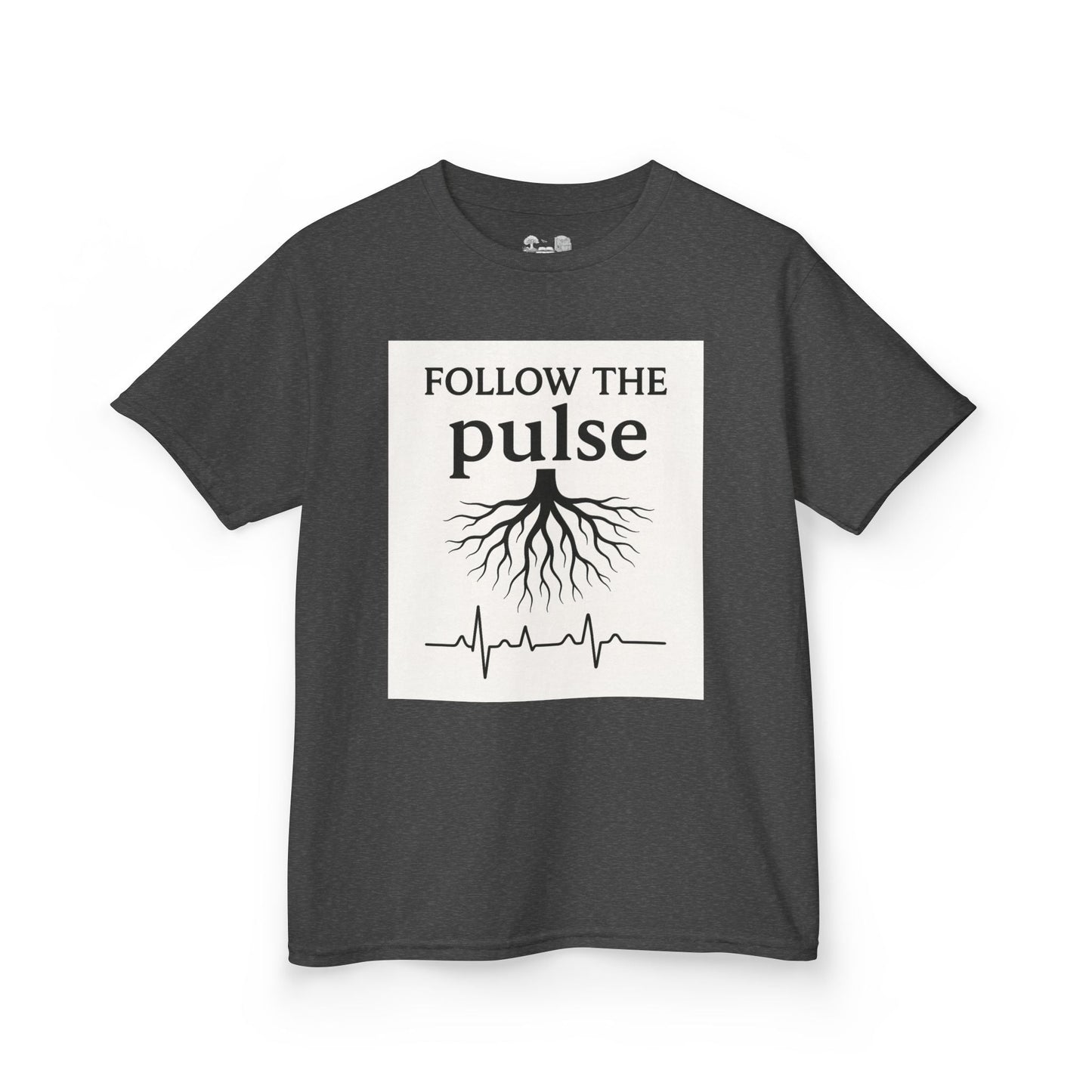Kids T-Shirt — "Follow the Pulse" Tree Roots & Heartbeat Graphic - Atlas of Imaginary Worlds