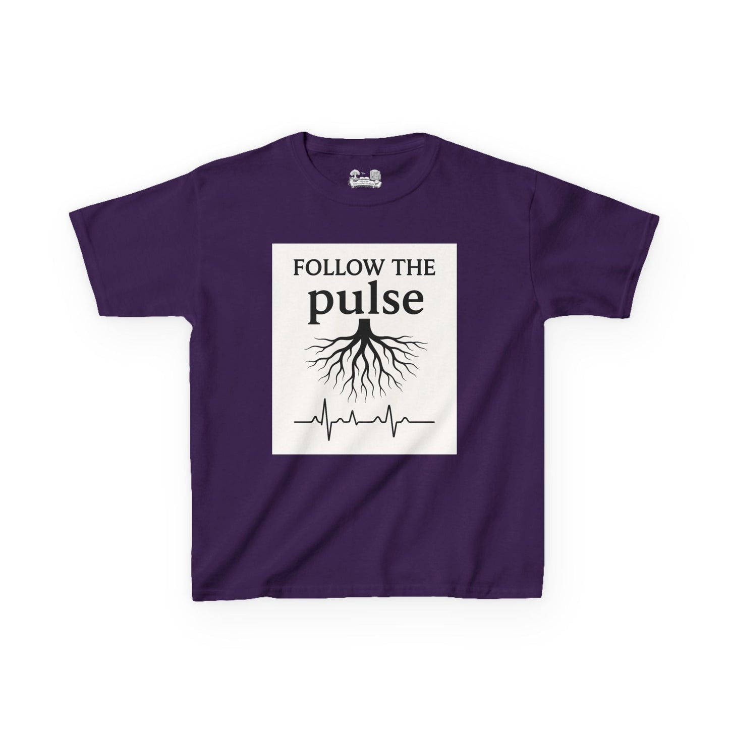 Kids T-Shirt — "Follow the Pulse" Tree Roots & Heartbeat Graphic - Atlas of Imaginary Worlds