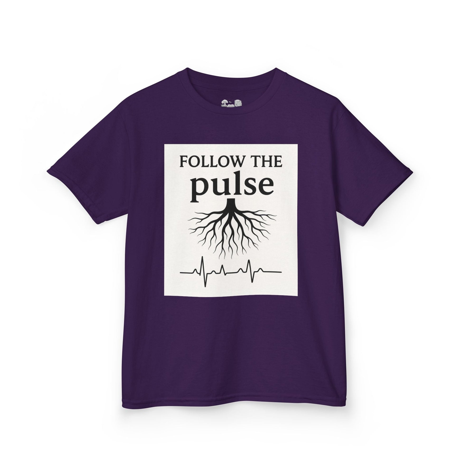 Kids T-Shirt — "Follow the Pulse" Tree Roots & Heartbeat Graphic - Atlas of Imaginary Worlds