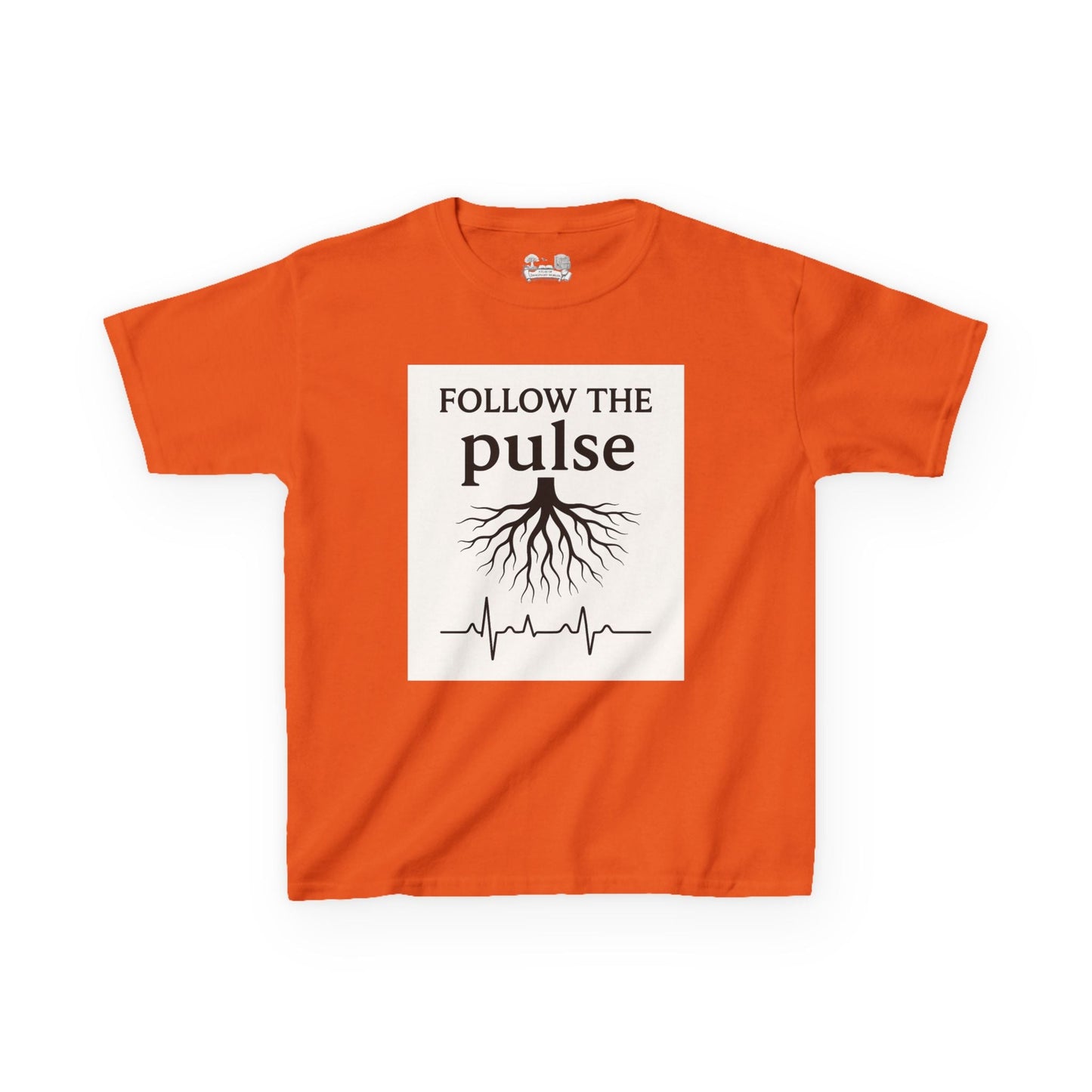 Kids T-Shirt — "Follow the Pulse" Tree Roots & Heartbeat Graphic - Atlas of Imaginary Worlds