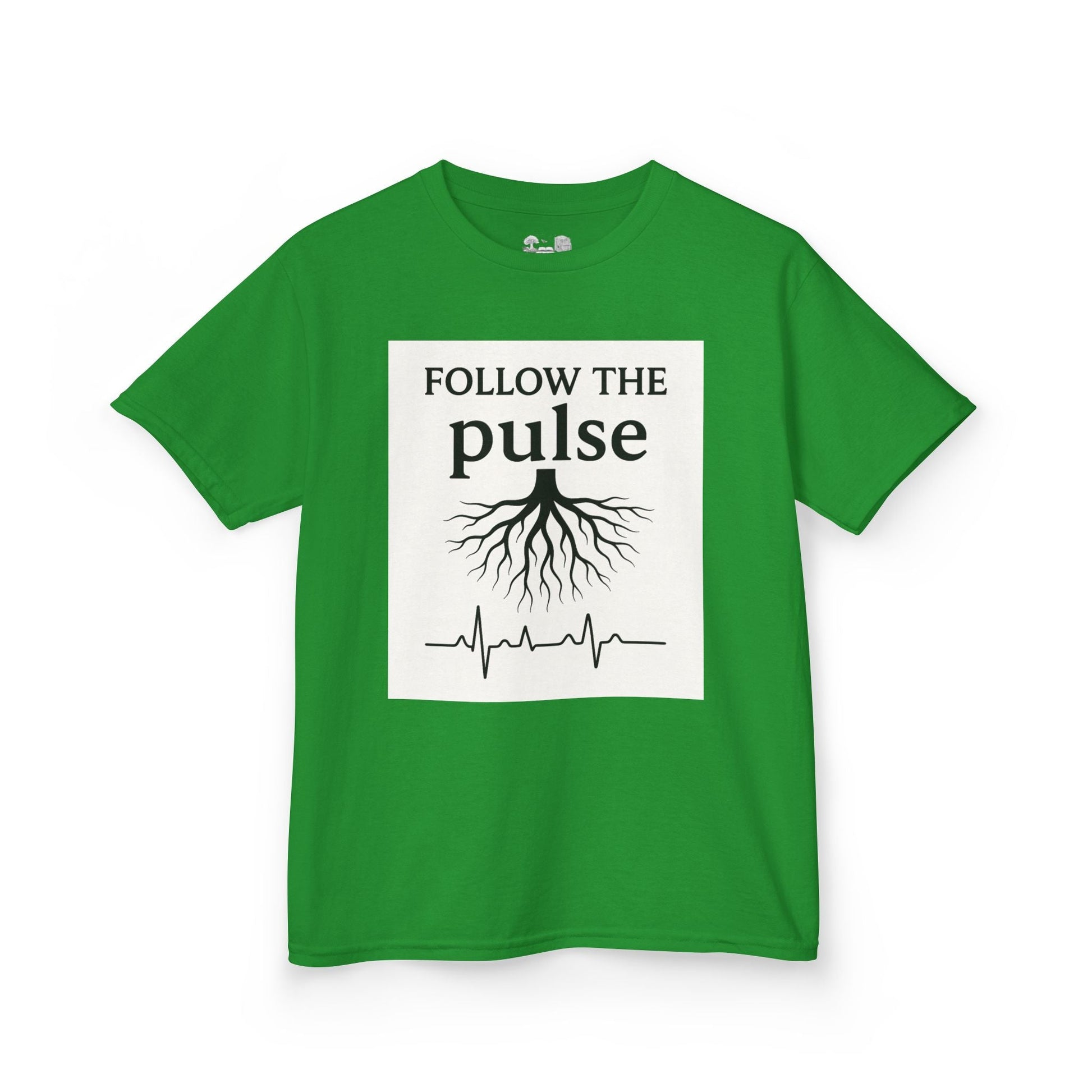 Kids T-Shirt — "Follow the Pulse" Tree Roots & Heartbeat Graphic - Atlas of Imaginary Worlds