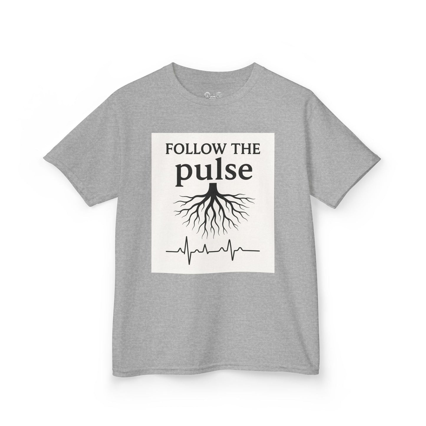 Kids T-Shirt — "Follow the Pulse" Tree Roots & Heartbeat Graphic - Atlas of Imaginary Worlds