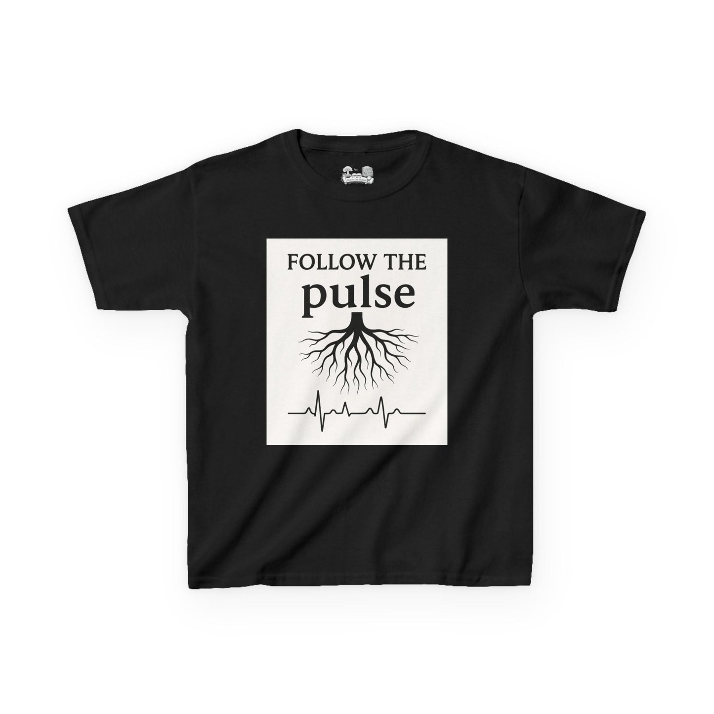Kids T-Shirt — "Follow the Pulse" Tree Roots & Heartbeat Graphic - Atlas of Imaginary Worlds